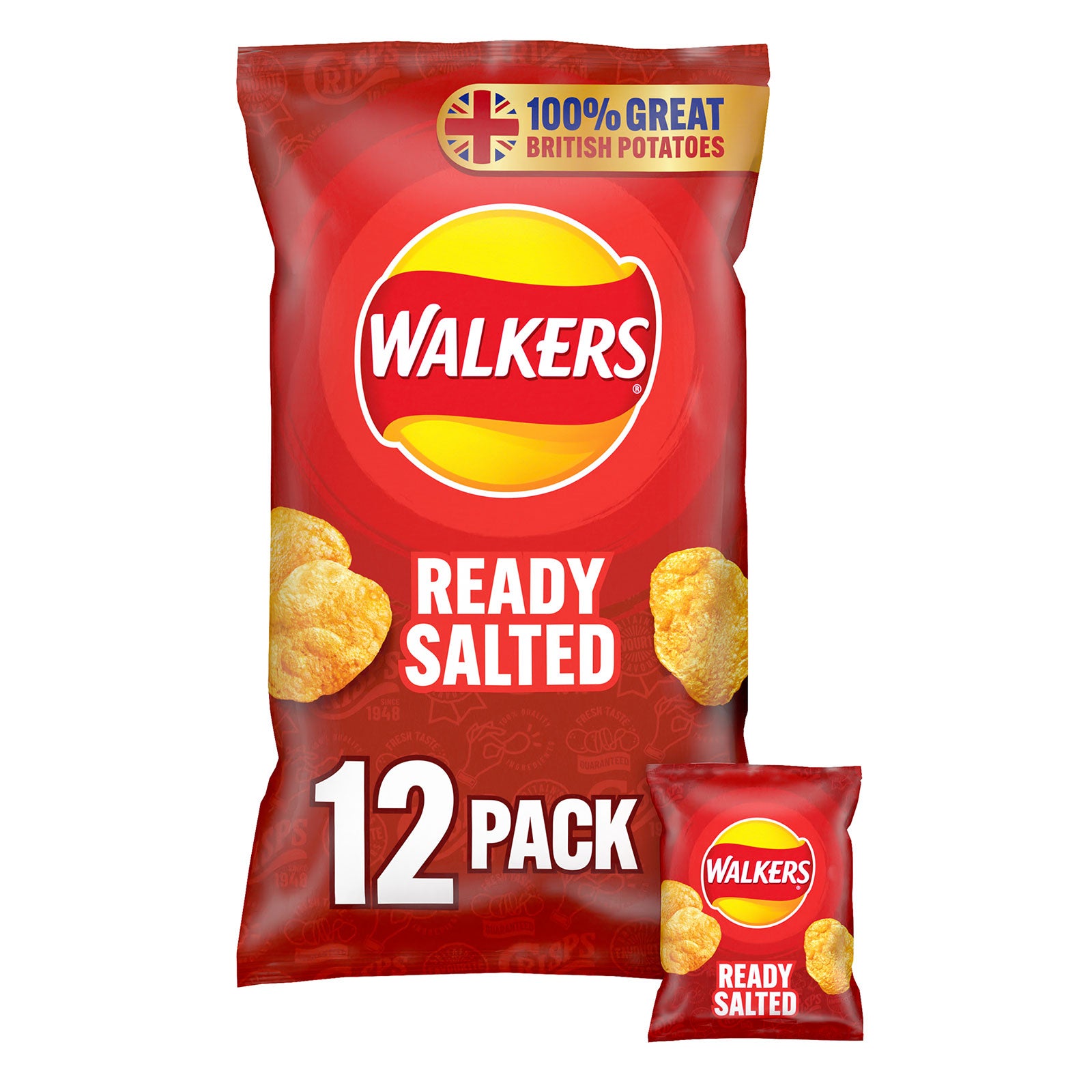 Walkers Crisps Ready Salted Multipack Sharing Snack 180 Bags x 25g - Image 2