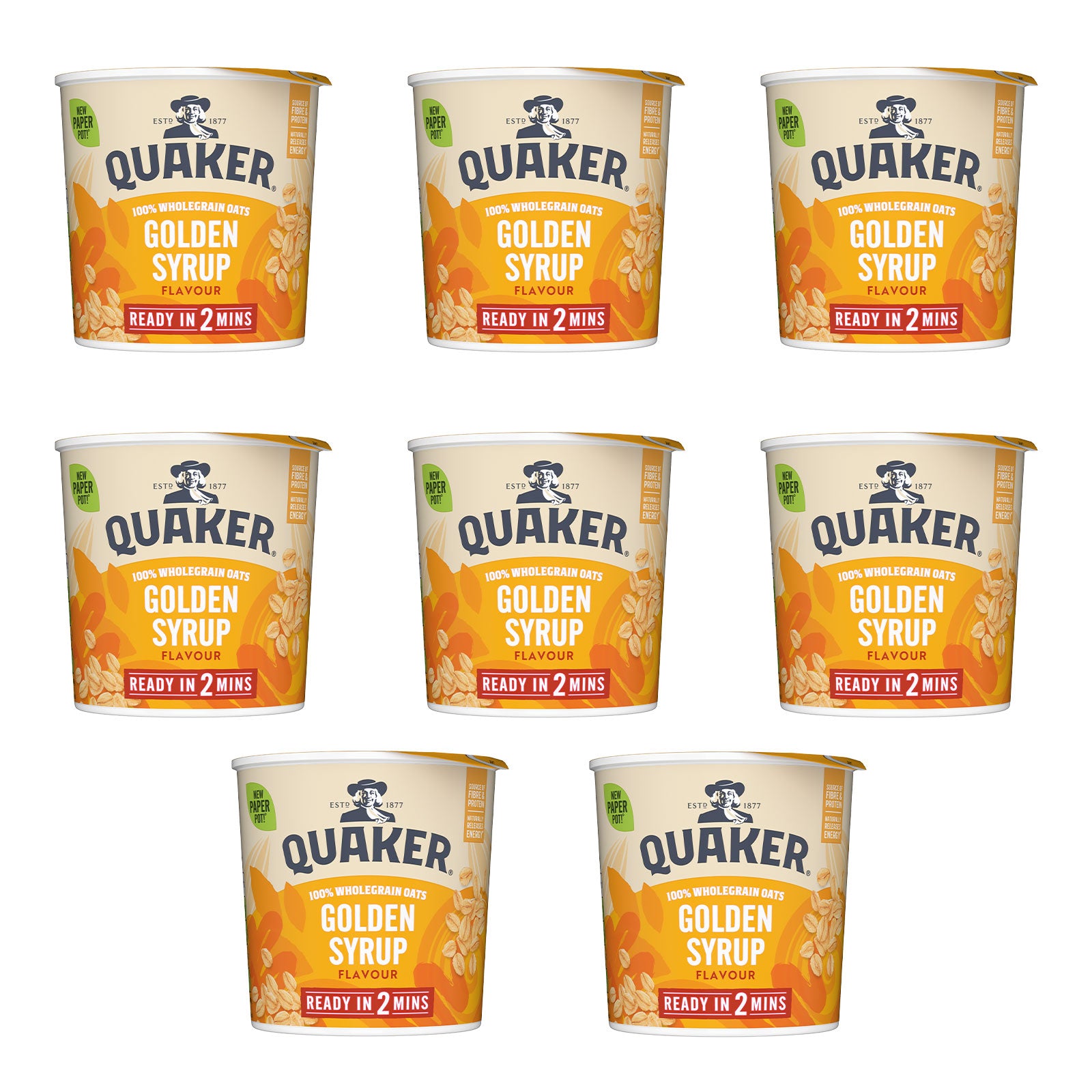 Quaker Porridge Oats Oat So Simple Golden Syrup 57g Pack of 8 - Image 2