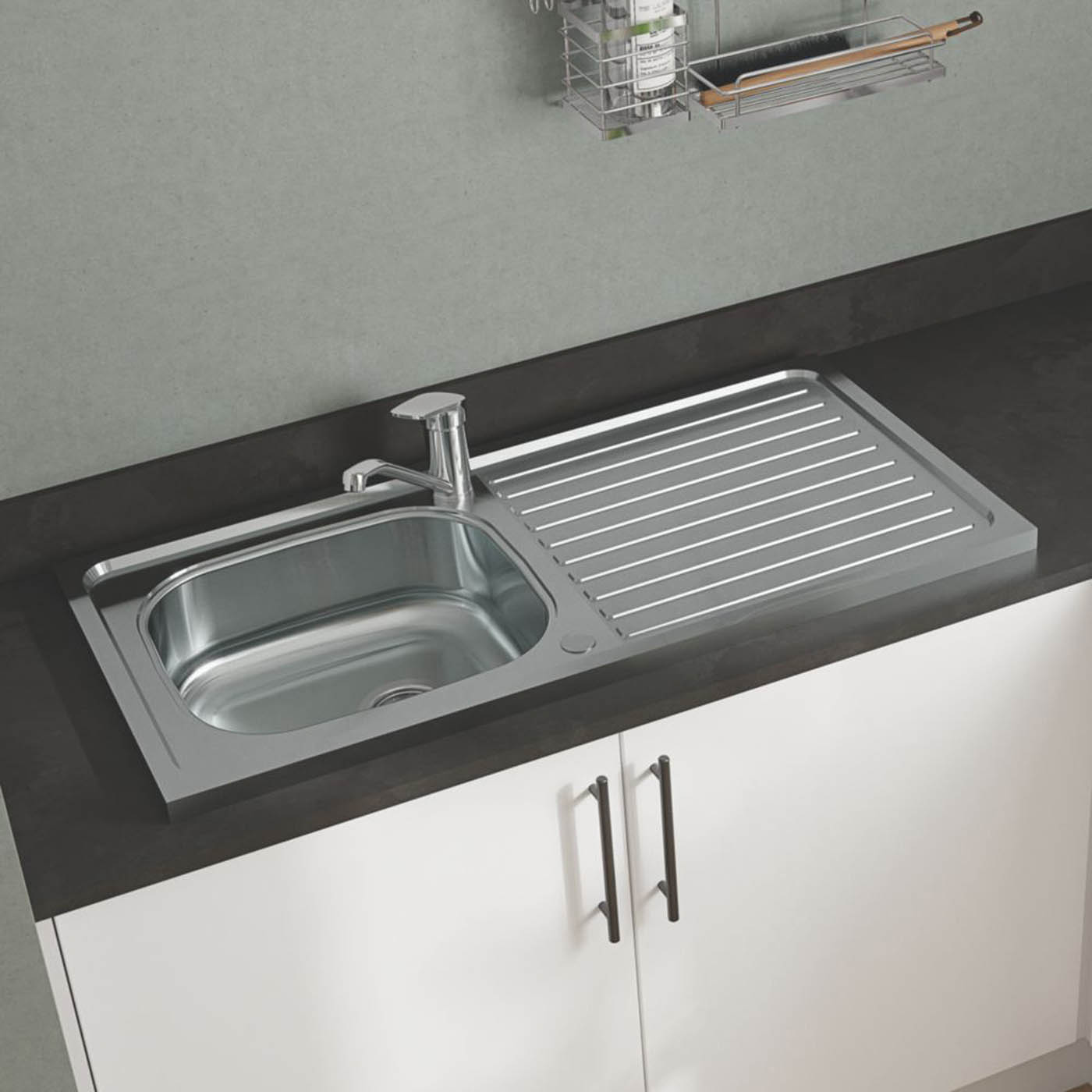 Utility 1 Bowl Polished Stainless Steel Sink 1000mm x 500mm - Image 4