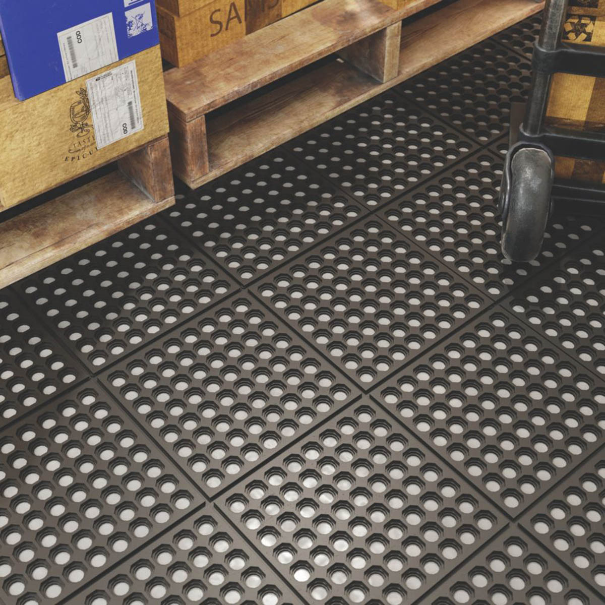 Floor Rubber Mats Interlocking No Slip Durable Kitchen Bar 914x914mm Pack of 4 - Image 2