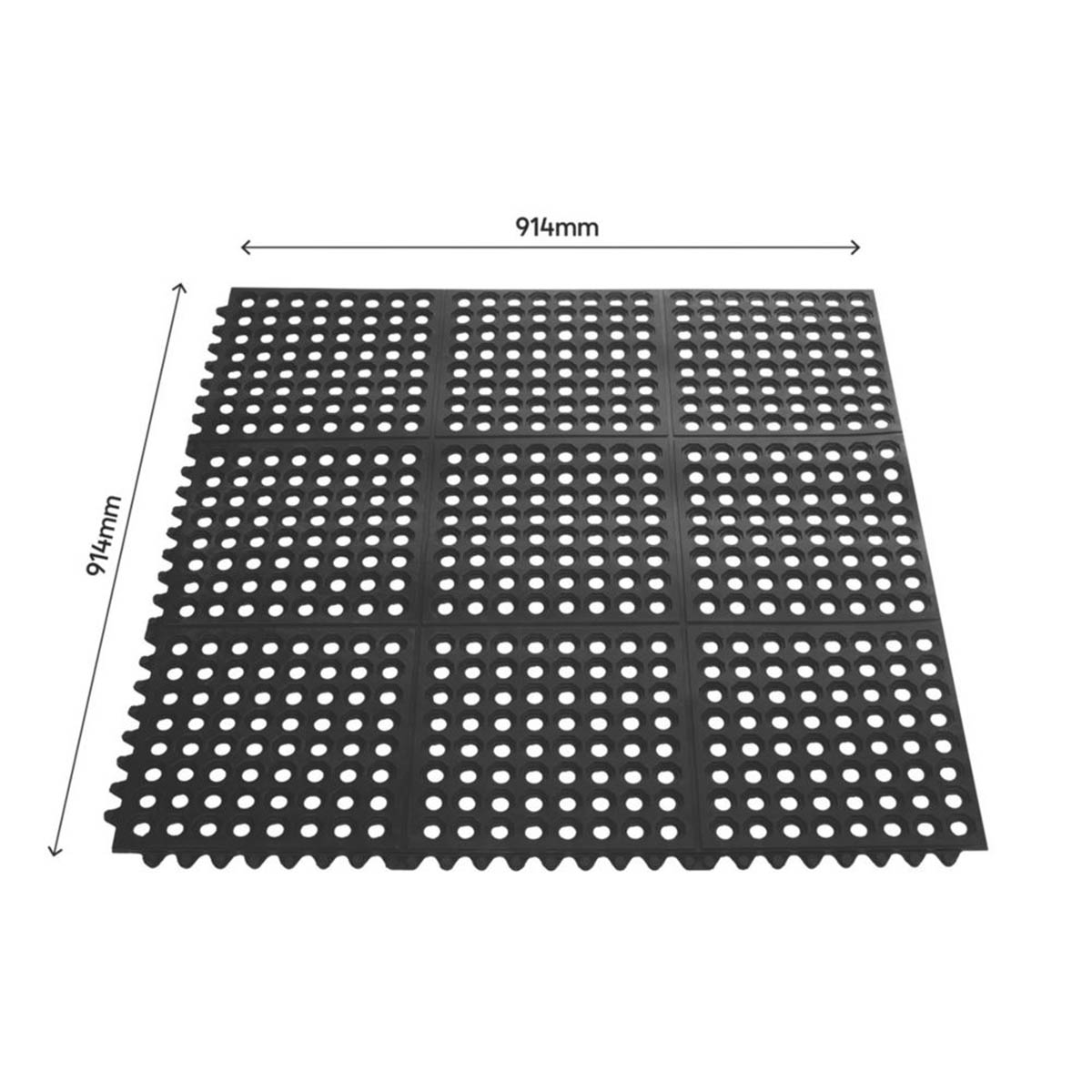 Floor Rubber Mats Interlocking No Slip Durable Kitchen Bar 914x914mm Pack of 4 - Image 3