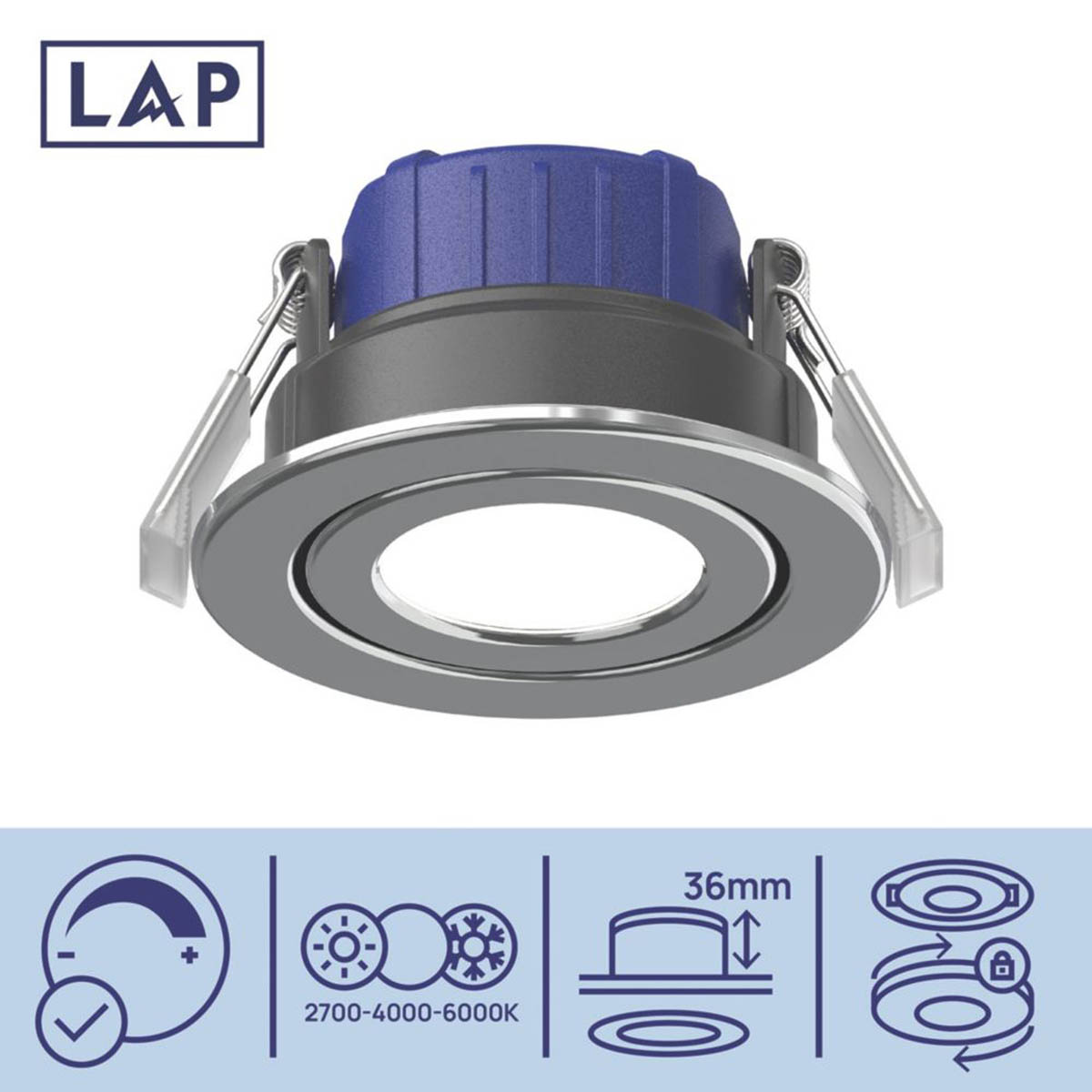 LED Downlights Tilt Fire Rated Bathroom Polished Chrome Dimmable 600lm 10 Pack - Image 4