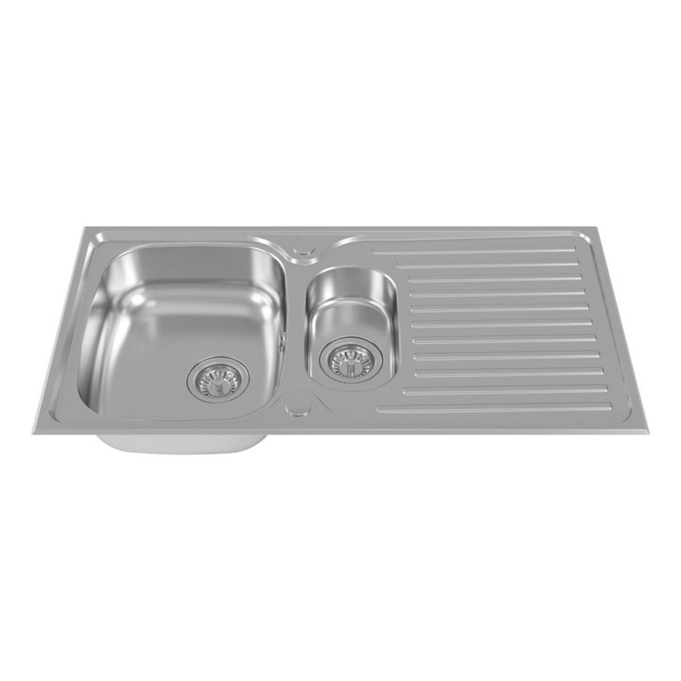 Carysil Kitchen Sink 1.5 Bowl Stainless Steel Inset Rectangular Reversible - Image 3