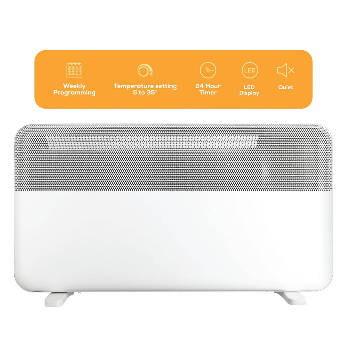 Convector Panel Heater Electric White Portable Wall Mounted 1 Heat Setting 2000W - Image 2