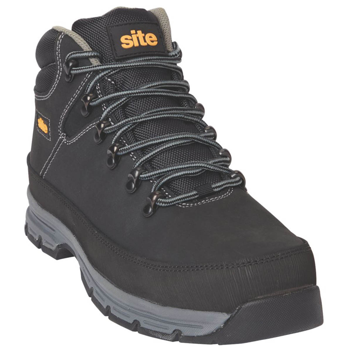 Site Unisex Safety Boots Black Nubuck Leather Steel Toe Cap Comfortable Size 7 - Image 1
