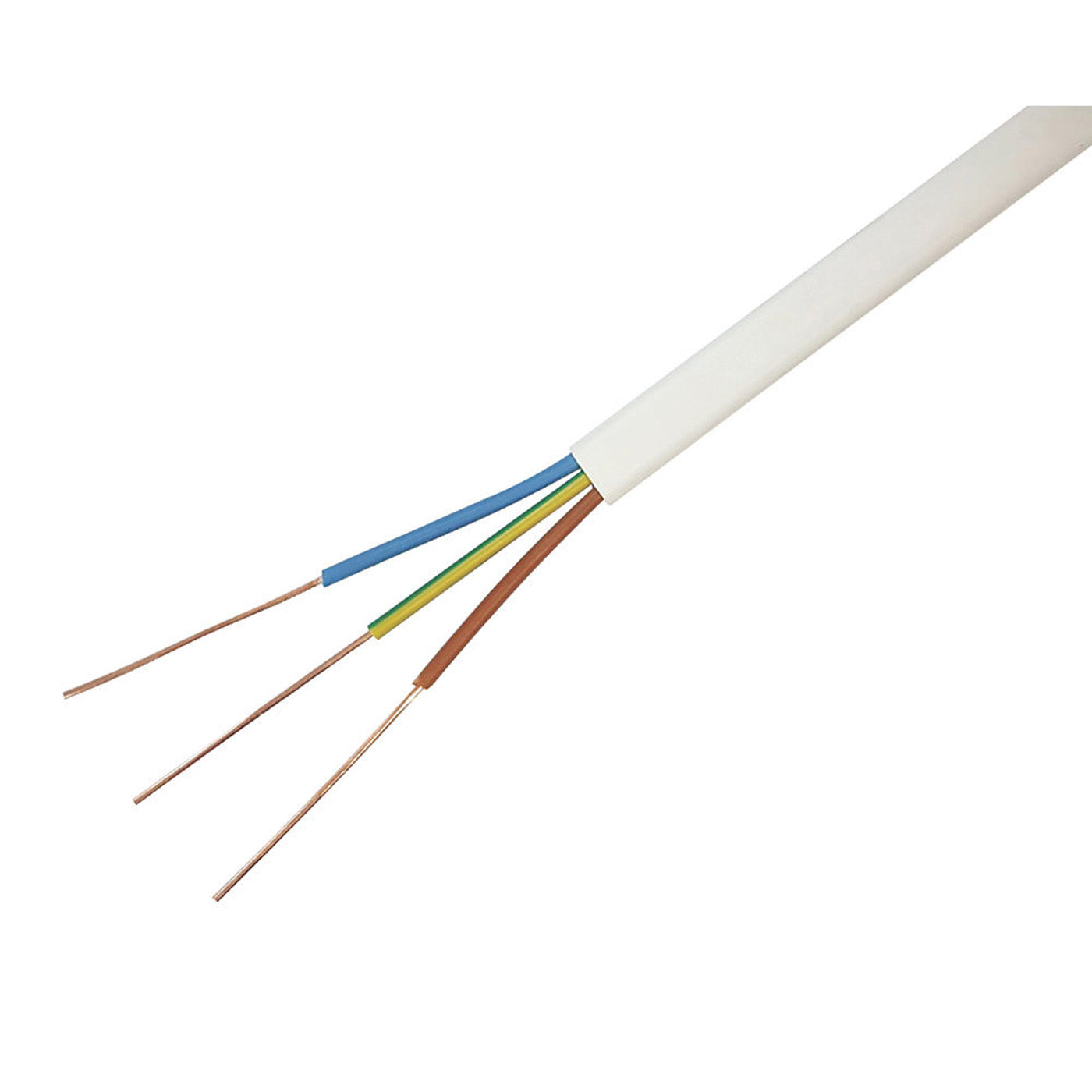 Time Twin and Earth Cable Lighting Socket Wire Flat White 2.5mm 3-Core 100m - Image 1