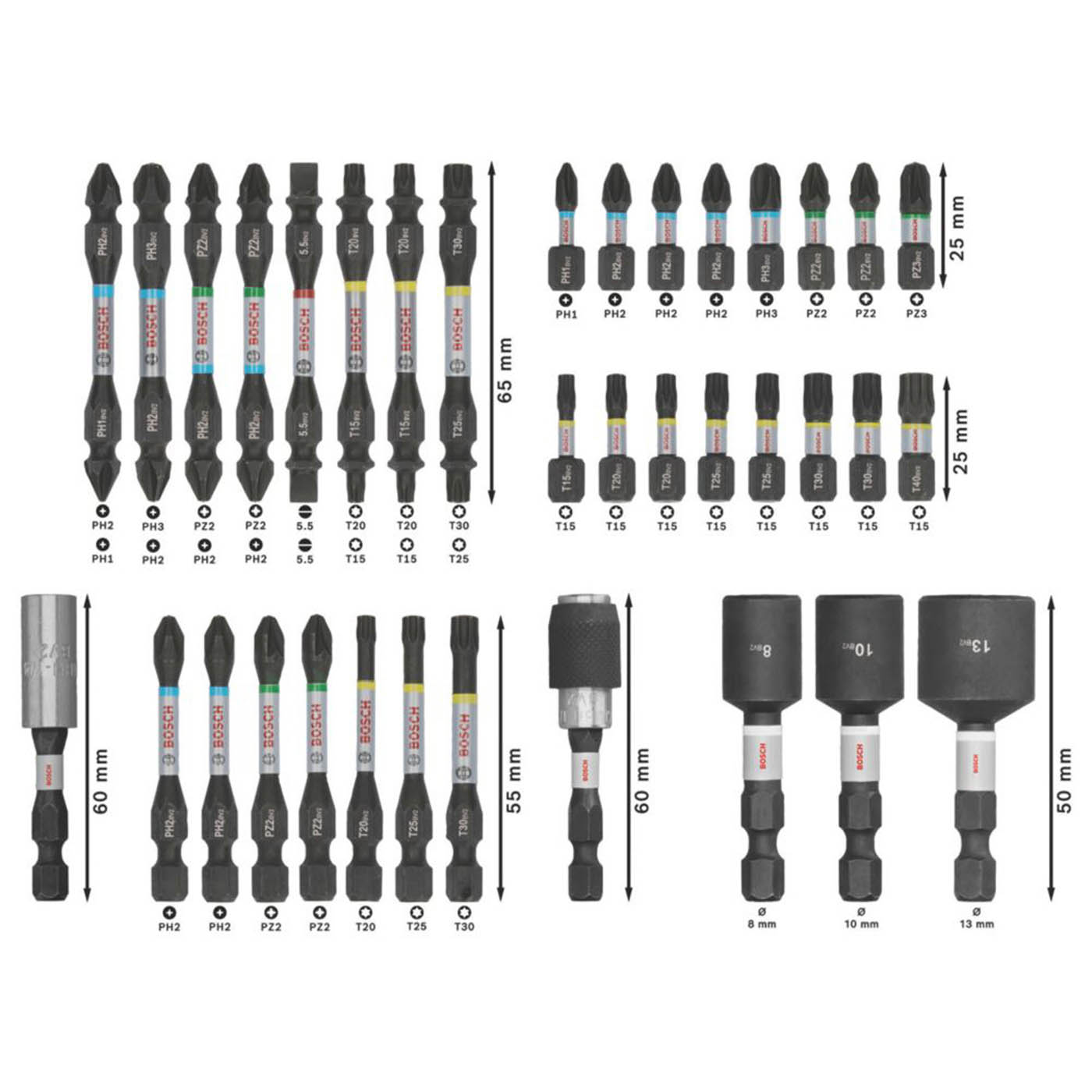 Bosch PRO Screwdriver Bit Impact Set With Nutsetters Multi-Material 36 Pieces - Image 2