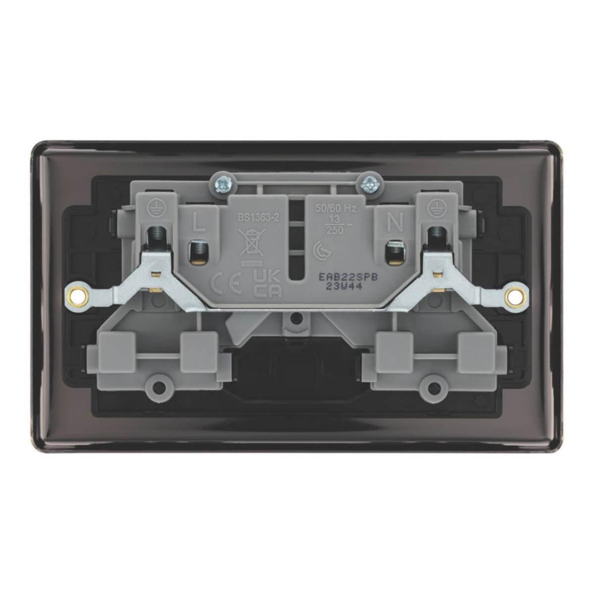 LAP Switched Sockets Double 13A 2 Gang SP Antique Brass Black Inserts 5 Pack - Image 5