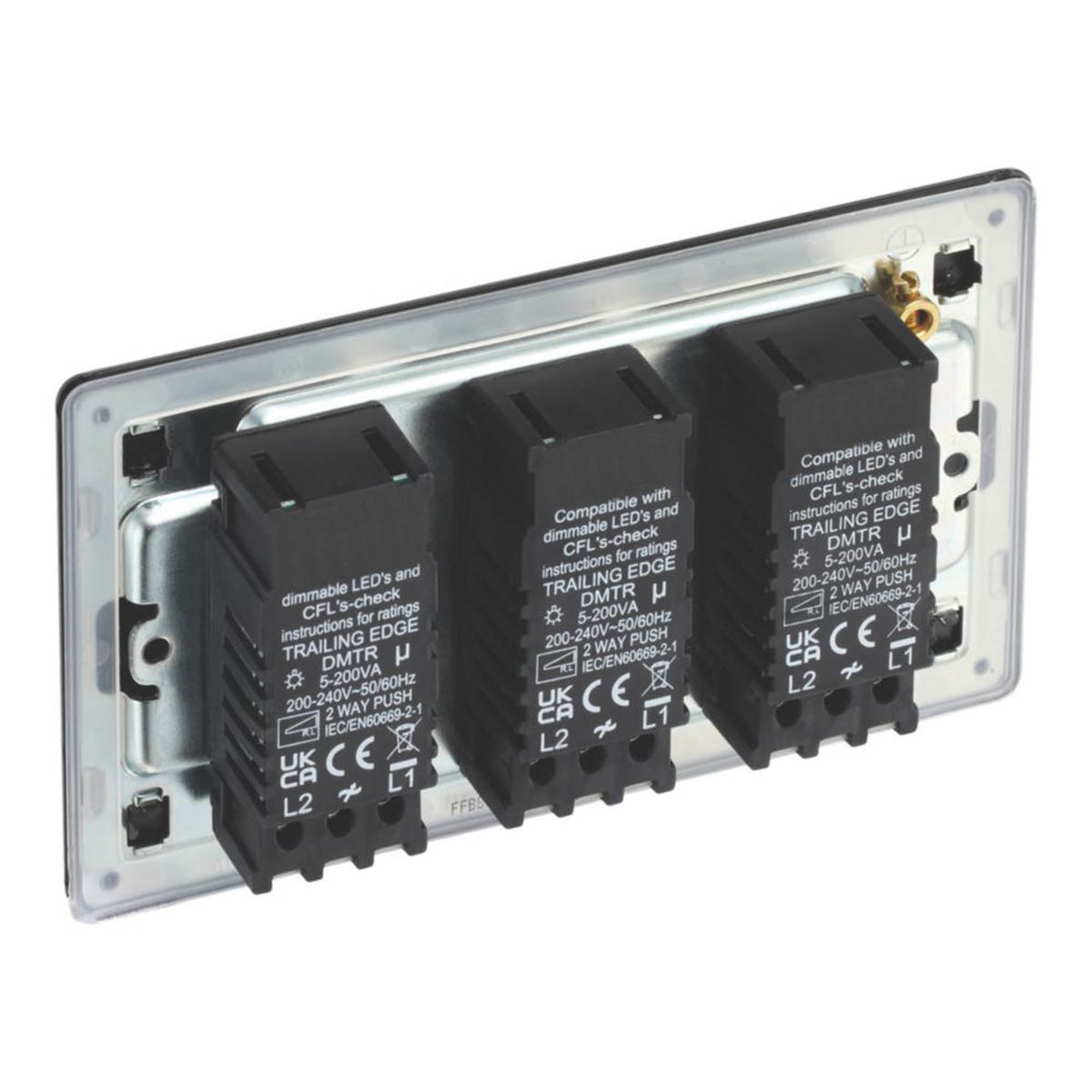 LAP 3-Gang 2-Way LED Dimmer Switch Matt Black with Colour-Matched Inserts - Image 5