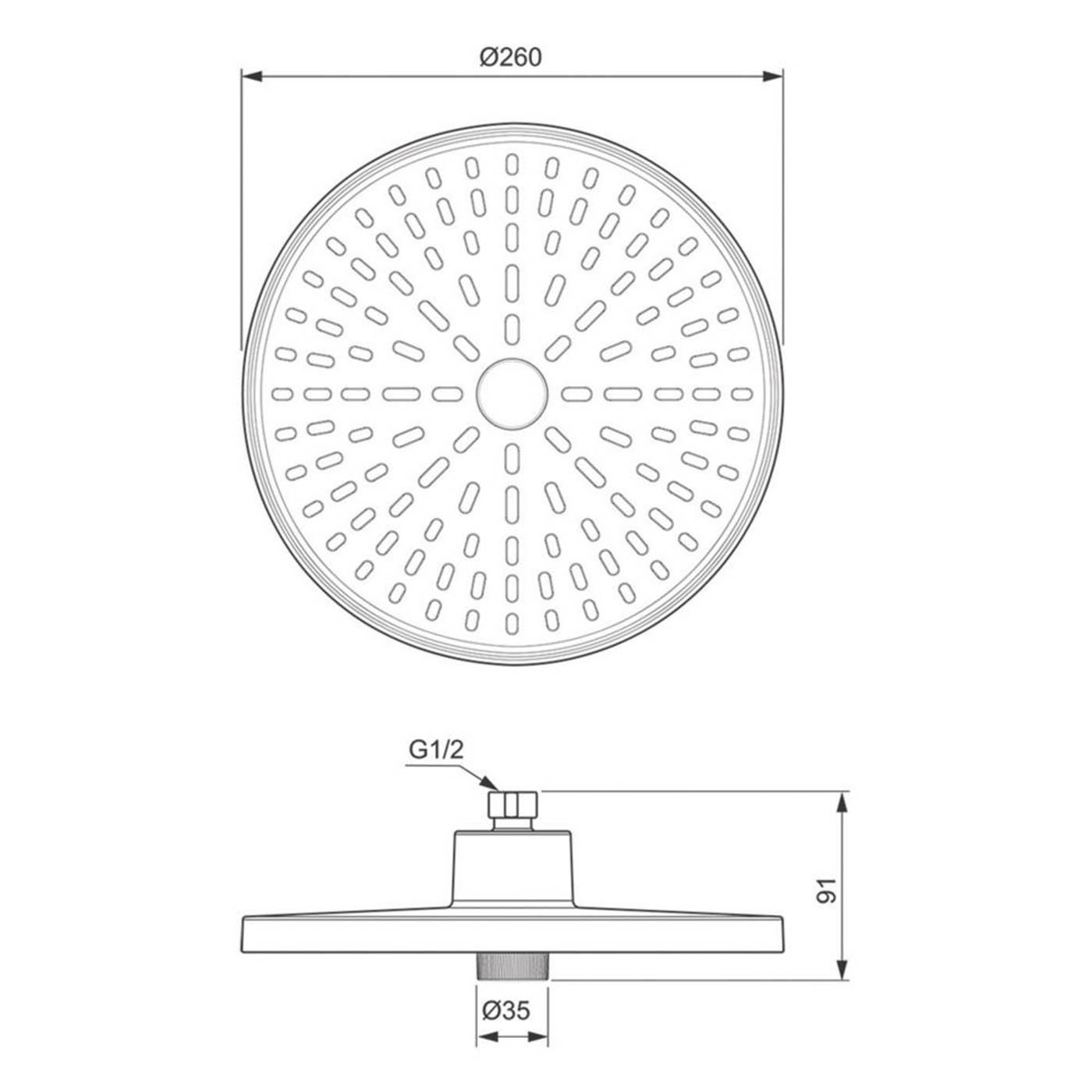 Ideal Standard Shower Head Fixed Rain Alu+ Rose Colour 260mm - Image 3