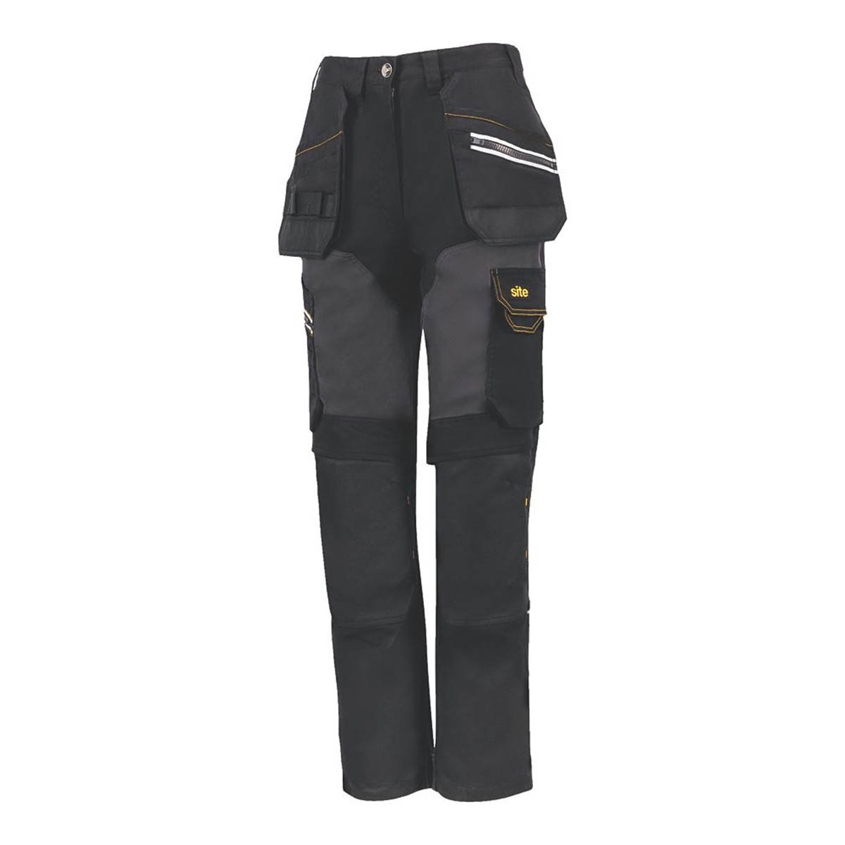 Site Work Trousers Womens Regular Fit Black Grey Multi Pockets Size 10 W32 "31"L - Image 1
