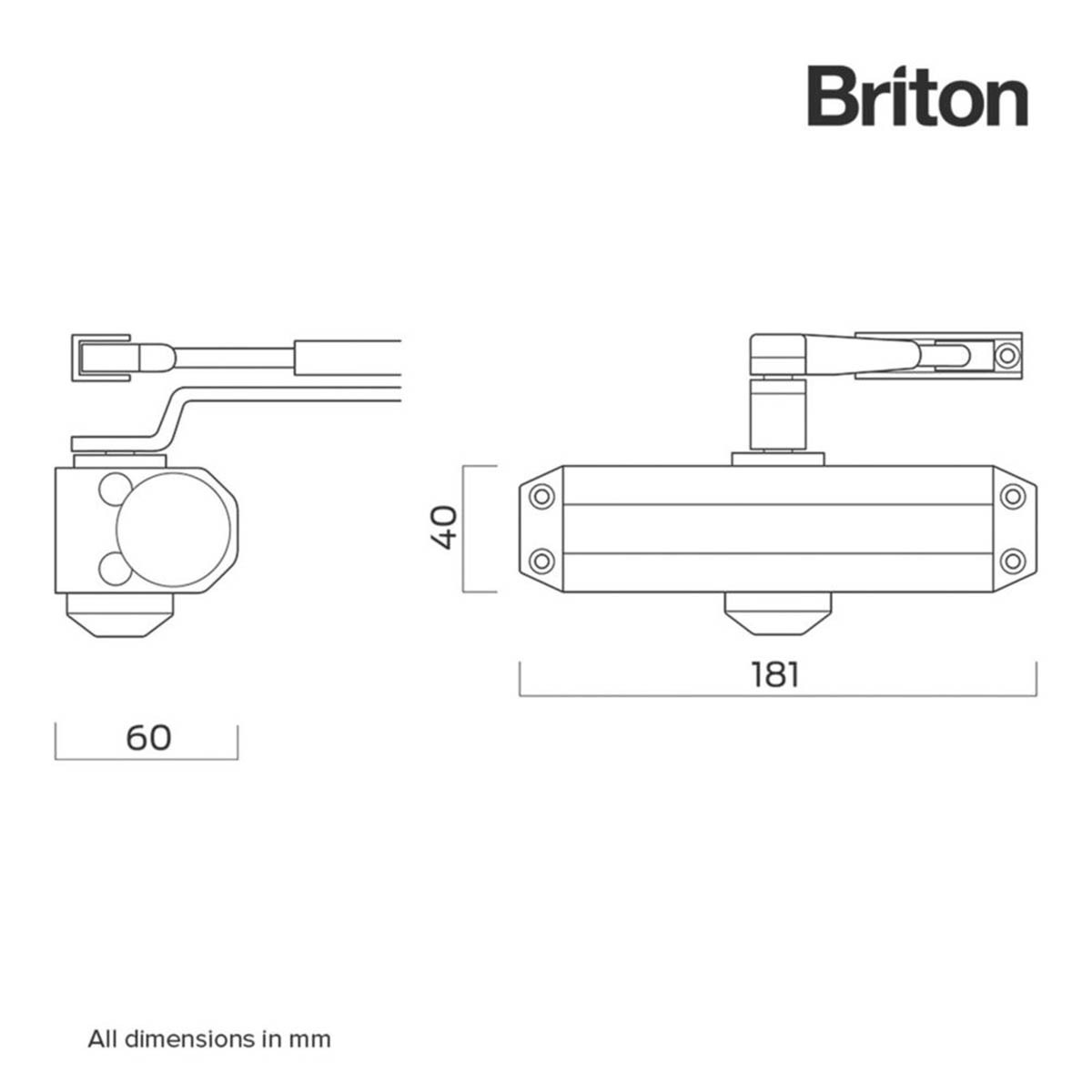 Briton Overhead Door Closer 121CE Fire Rated Silver Compact Fixed 60kg - Image 2