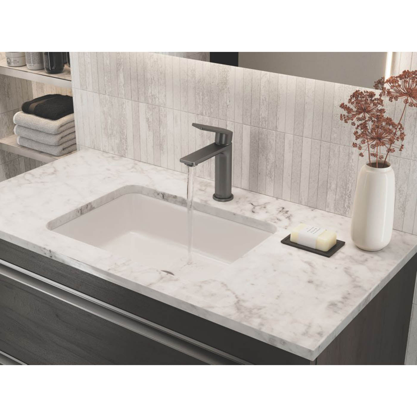 Bristan Bathroom Sink Tap Frammento Basin Mixer Metal Grey Lever Clicker Waste - Image 2