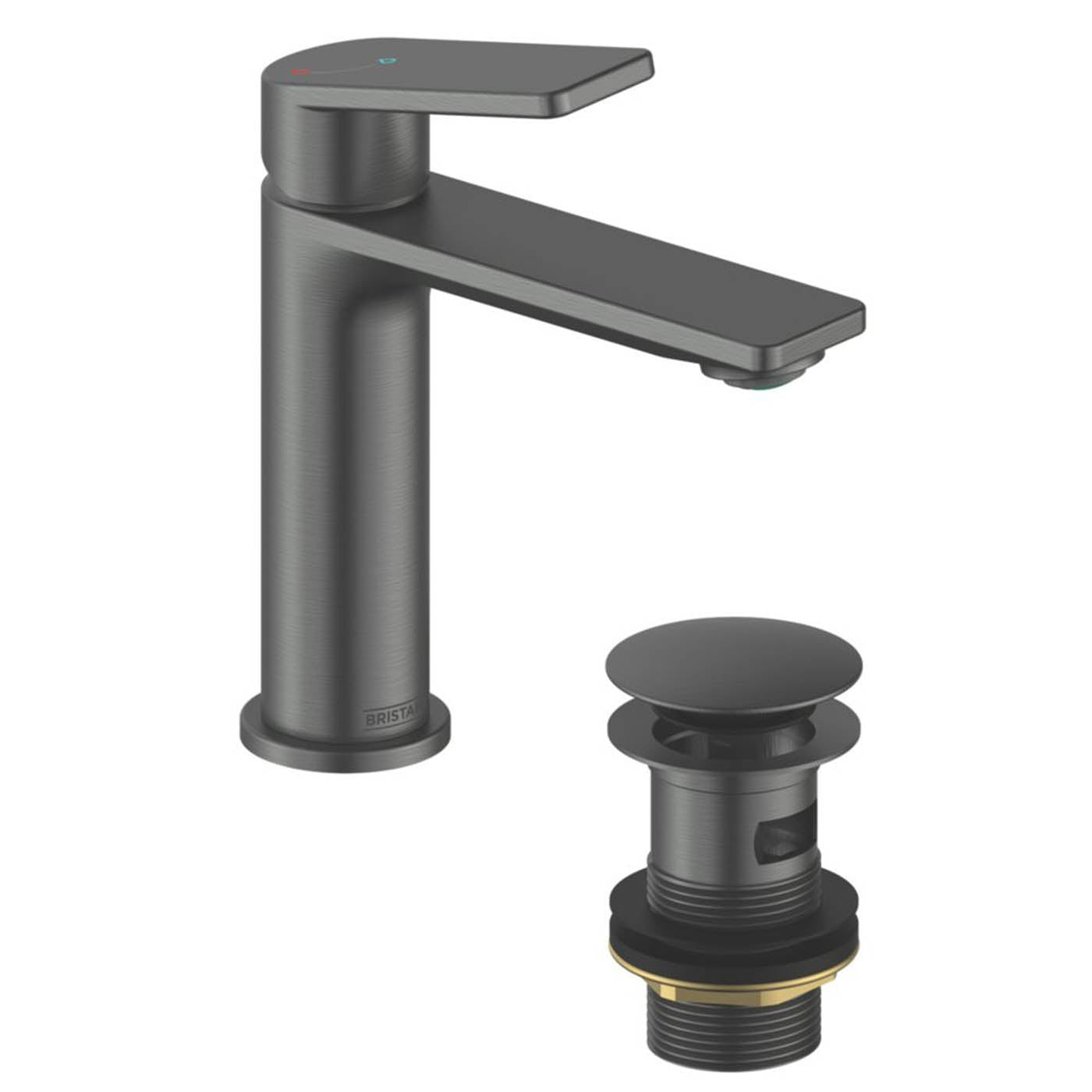 Bristan Bathroom Sink Tap Frammento Basin Mixer Metal Grey Lever Clicker Waste - Image 5