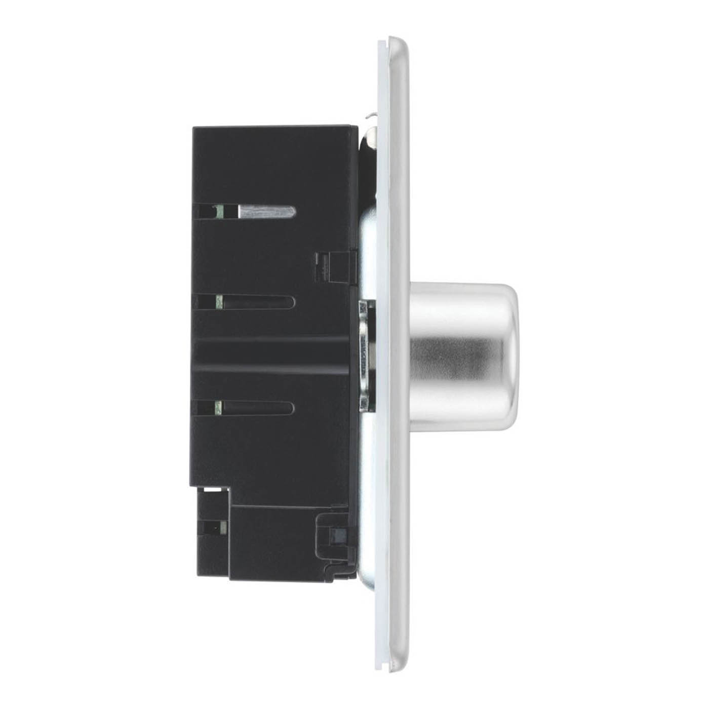 LAP LED Dimmer Light Switch 2-Gang 2-Way Brushed Steel Rotary Screwless - Image 4