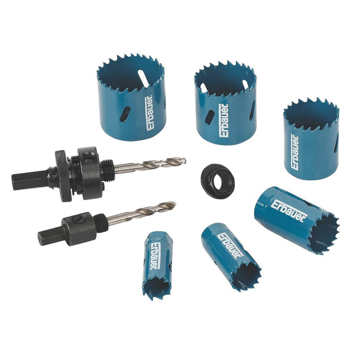Erbauer Holesaw Set 6-Saw Multi-Material High Speed Steel For Pilot Drill - Image 1