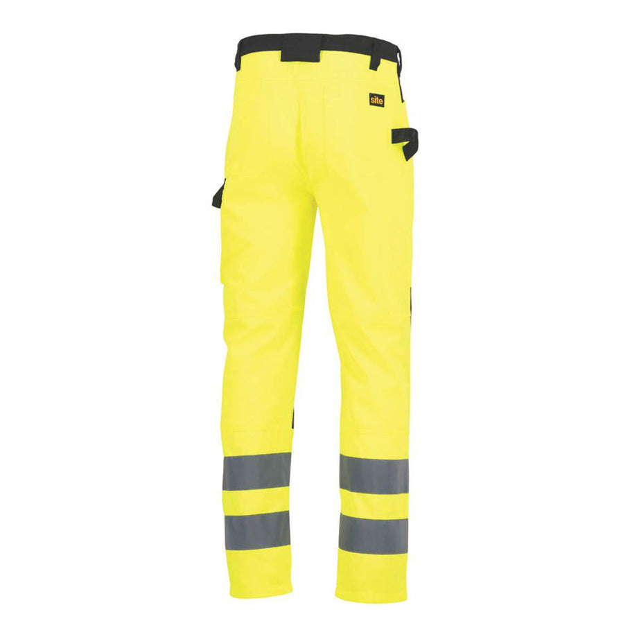 Site Mens Hi-Vis Trousers Yellow/Black Reflective Multi Pockets 32" W 32" L - Image 5