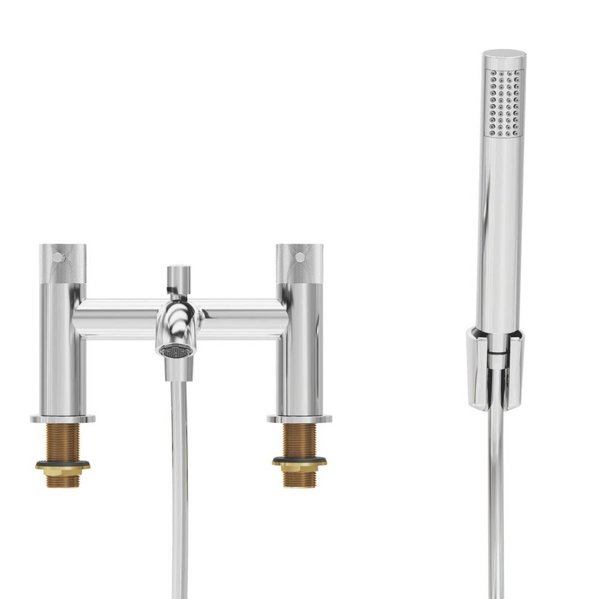 Swirl Shower Mixer Tap Chrome Brass Dual Control Round Deck Mounted Modern 185mm - Image 2