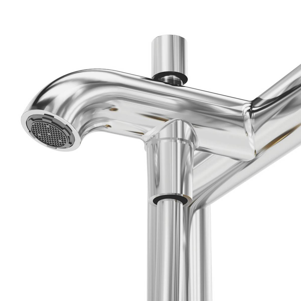 Swirl Shower Mixer Tap Chrome Brass Dual Control Round Deck Mounted Modern 185mm - Image 4