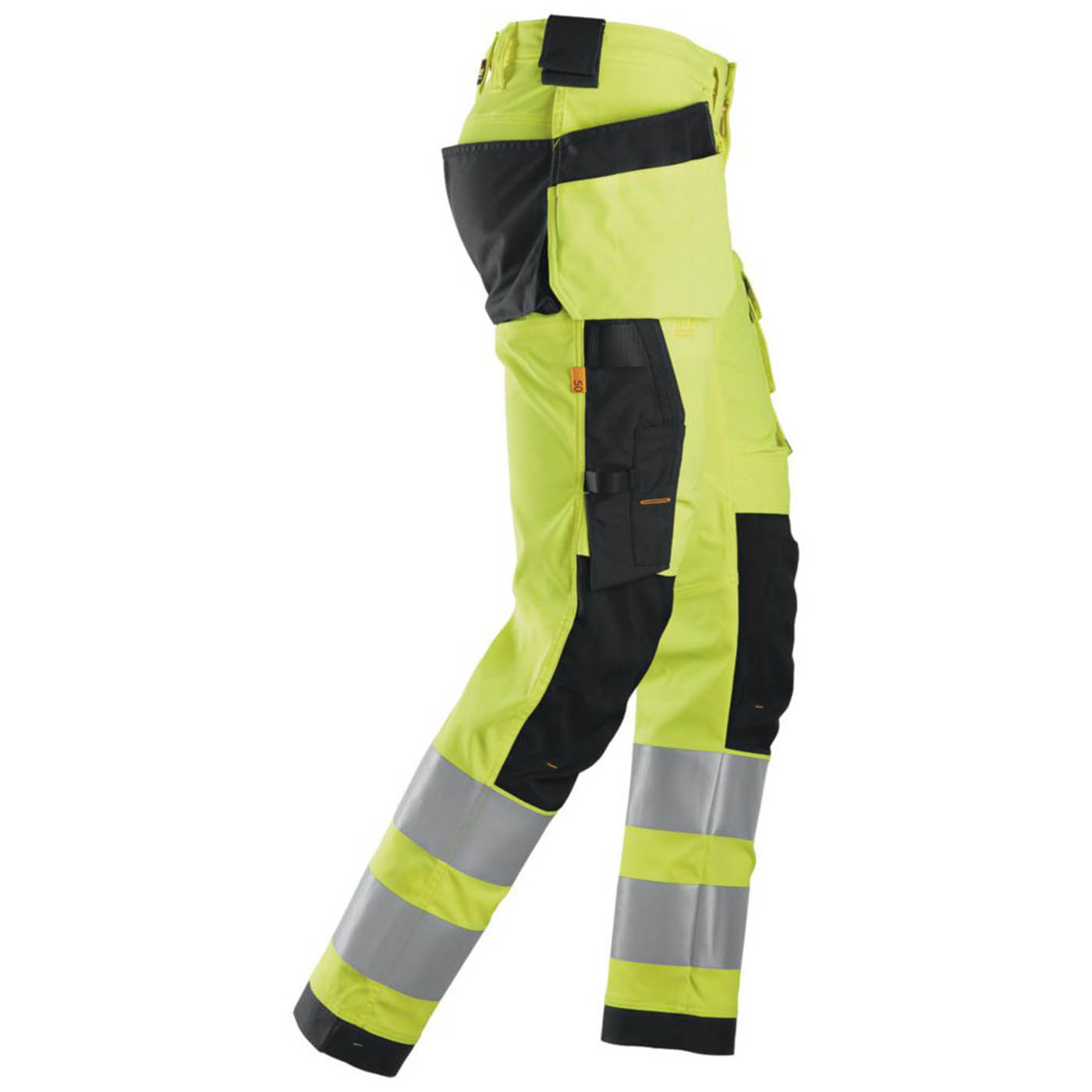 Snickers Hi-Vis Work Trousers Mens Slim Fit Slim Fit Yellow Reflective 33W 32L - Image 2