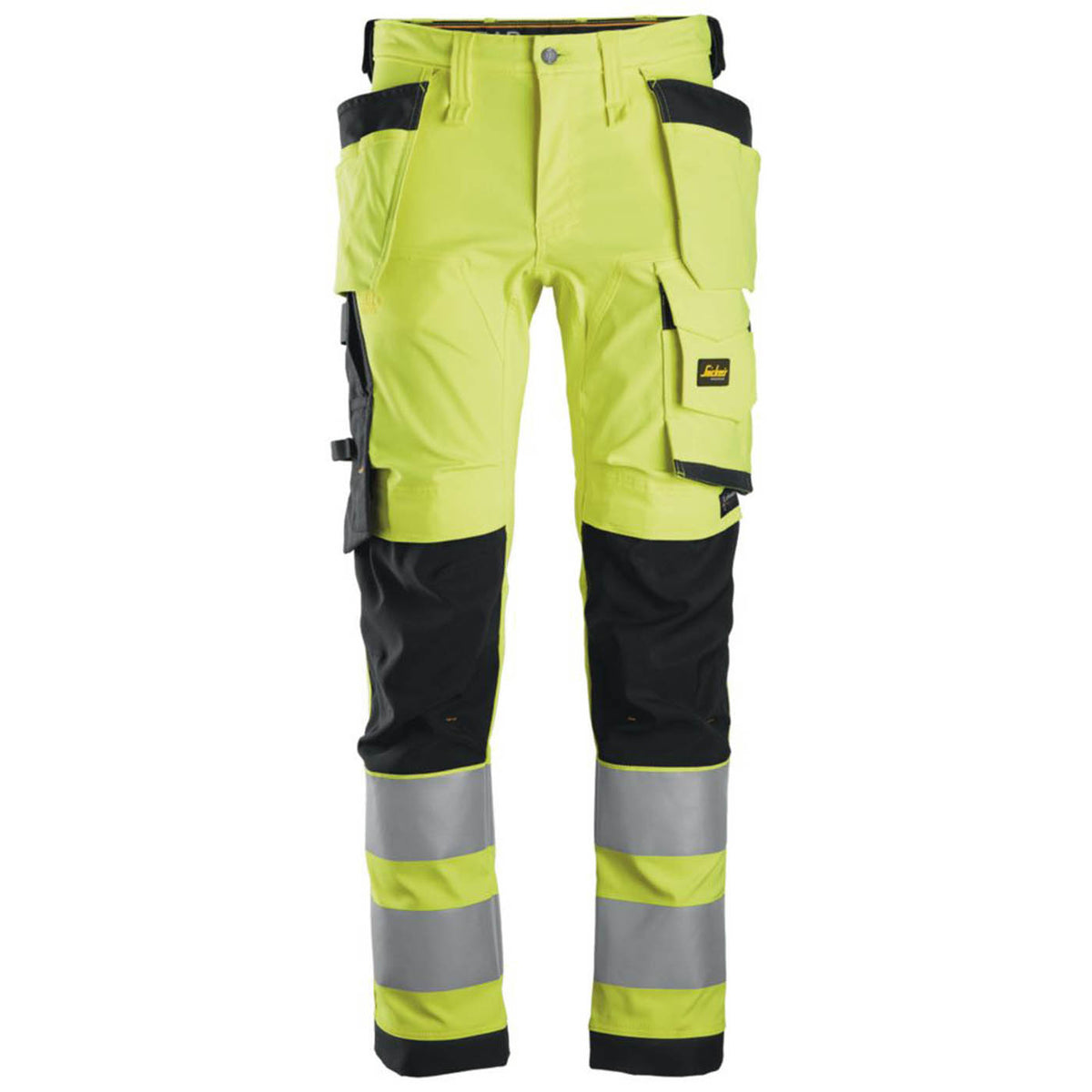 Snickers Hi-Vis Work Trousers Mens Slim Fit Yellow Multi Pockets Cargo 31W 32L - Image 1