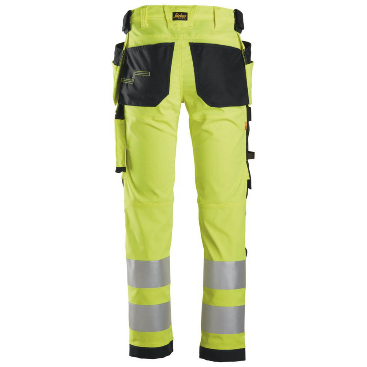 Snickers Hi-Vis Work Trousers Mens Slim Fit Yellow Multi Pockets Cargo 31W 32L - Image 4