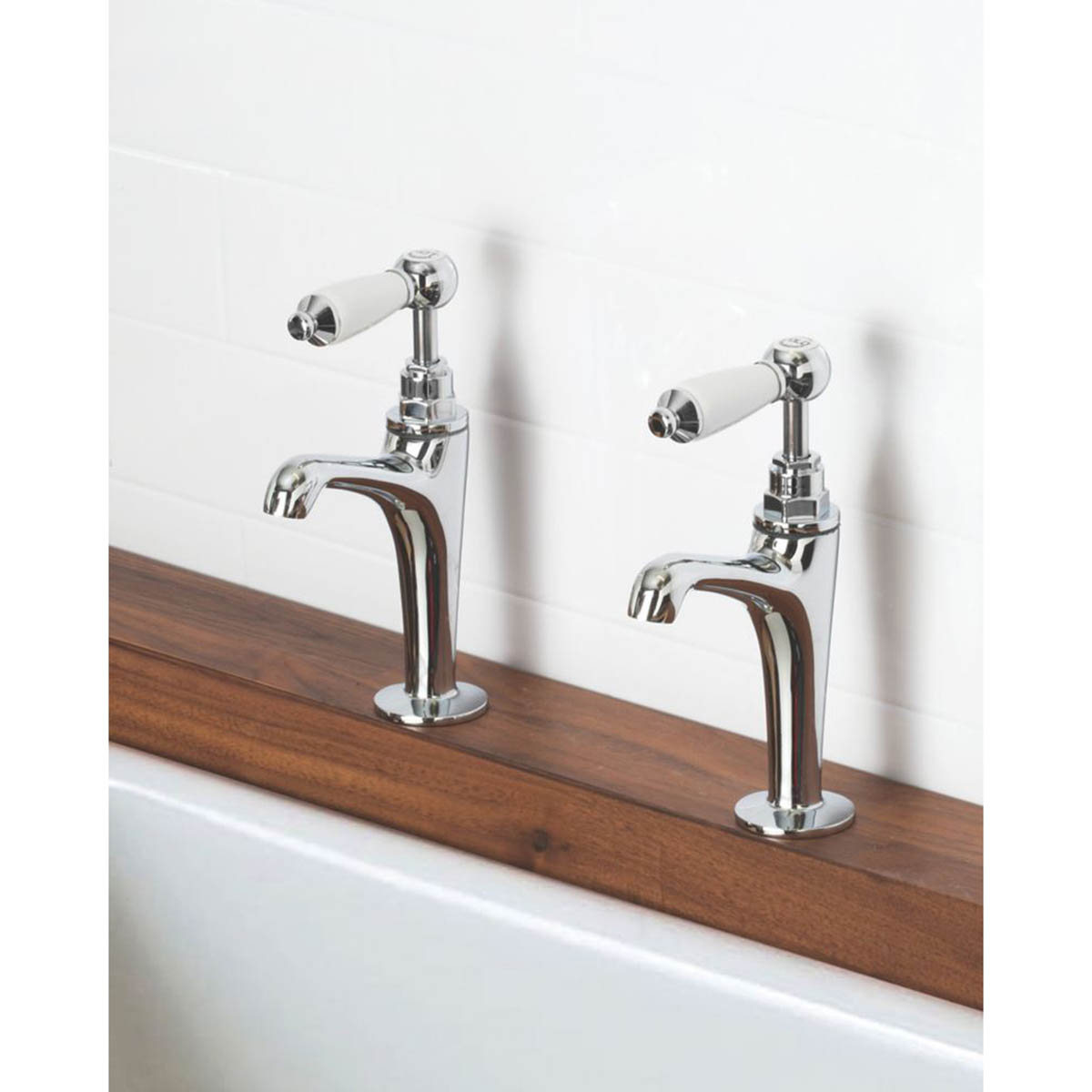 Bristan Kitchen Pillar Taps Chrome Single Lever Traditional Hot Cold Pair - Image 2