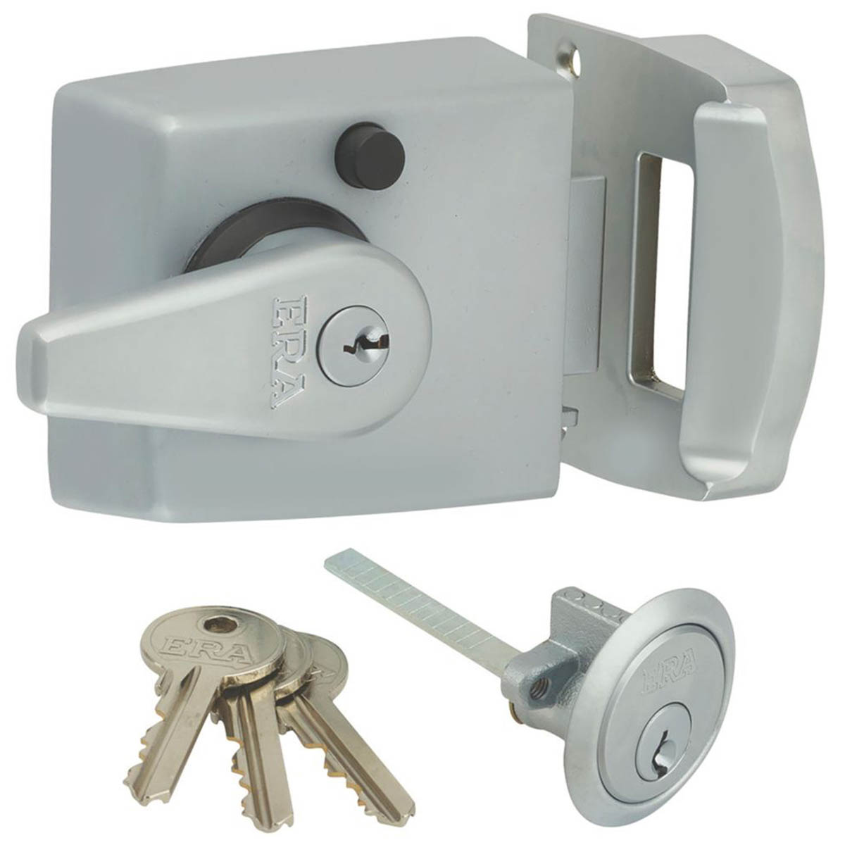 ERA Night Latch Double Locking Satin Chrome 3 Keys 60mm Backset Classic - Image 1