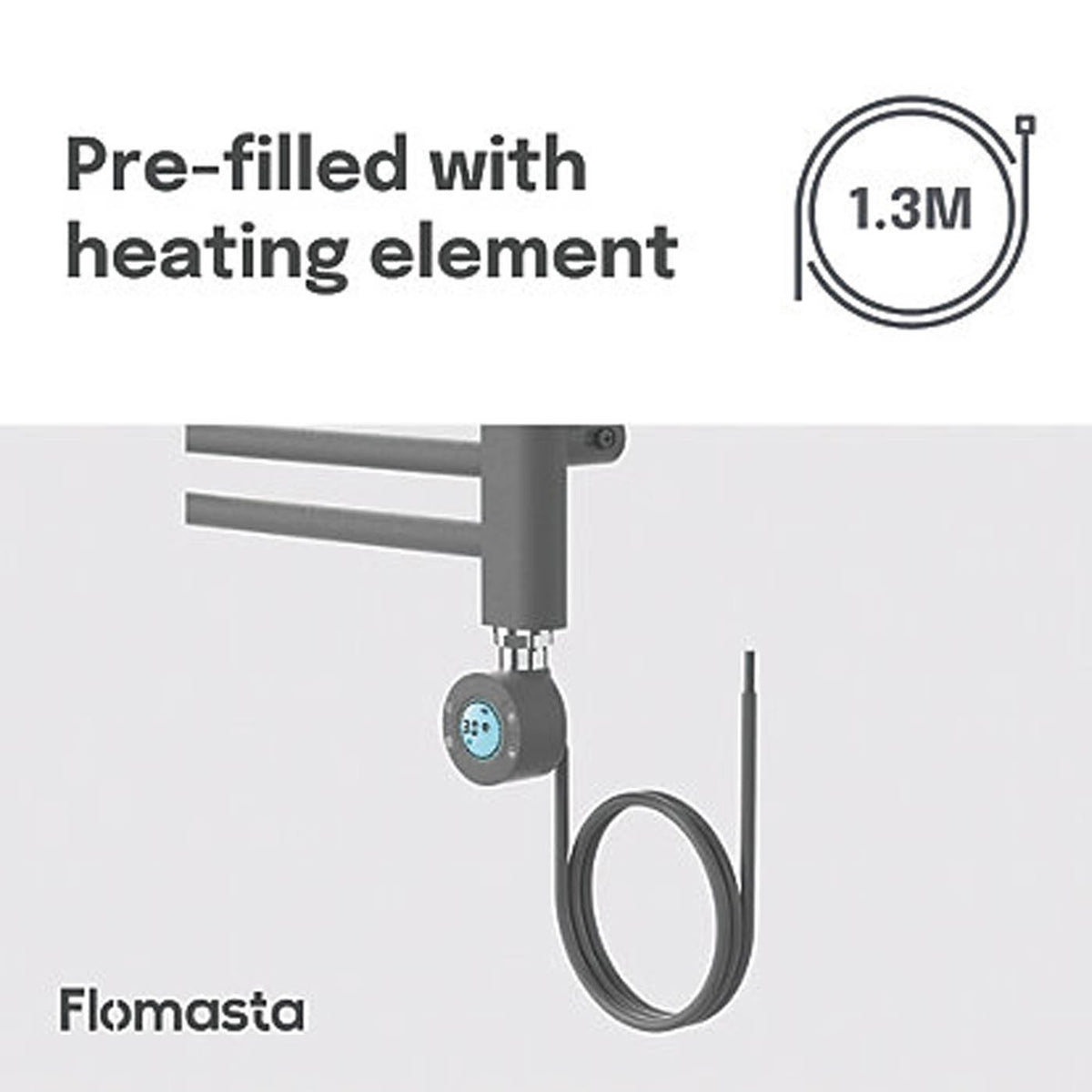 Flomasta Electric Towel Rail Radiator Anthracite Flat Bathroom Warmer 80x50cm - Image 7