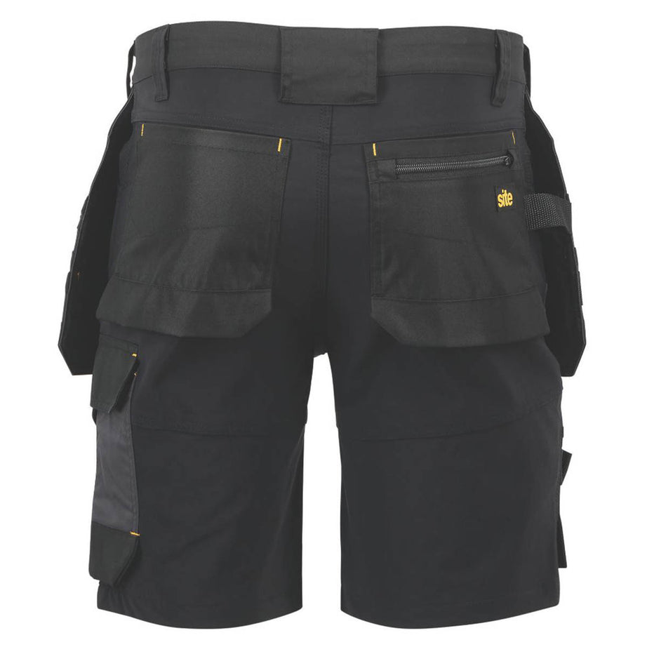 Site Mens Work Shorts Black Grey Holster Pockets Slim Fit Stretch 32" W - Image 3