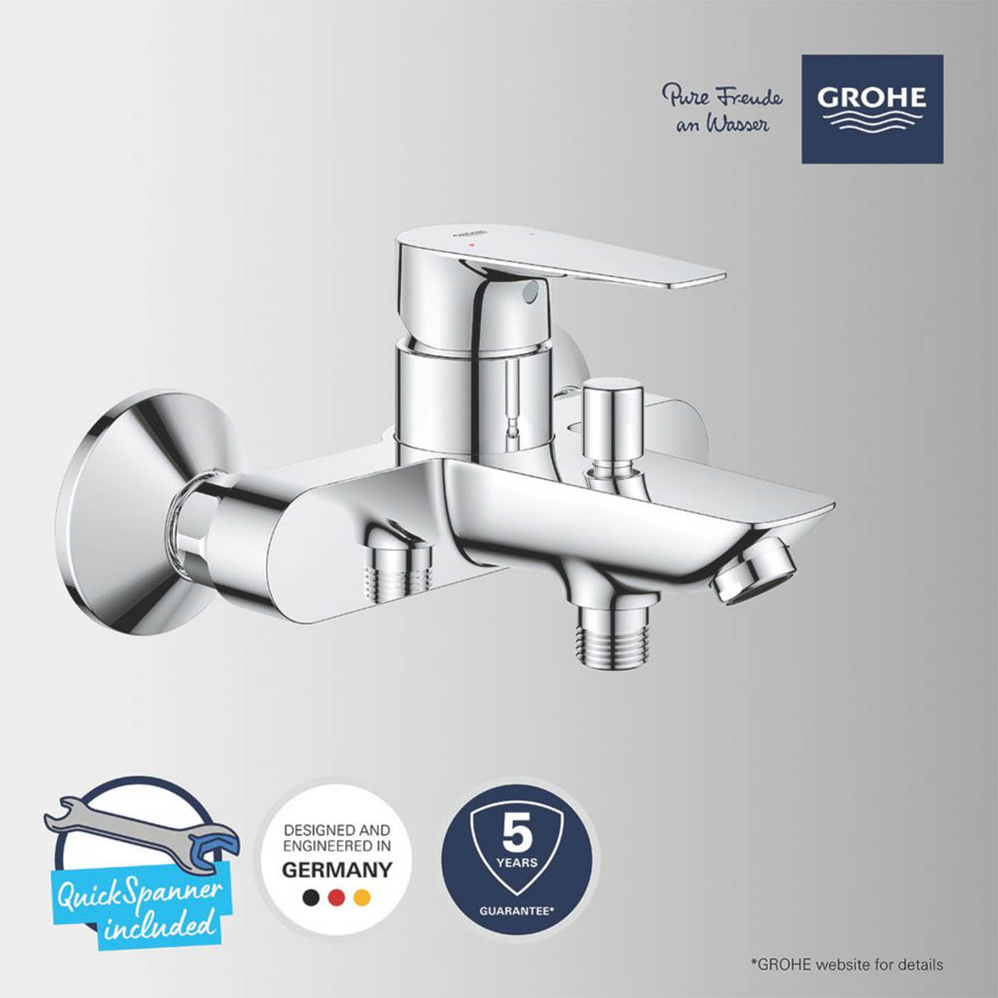 Grohe Bath Filler Tap Mono Mixer Shower Chrome Single Lever Brass Bathroom - Image 3