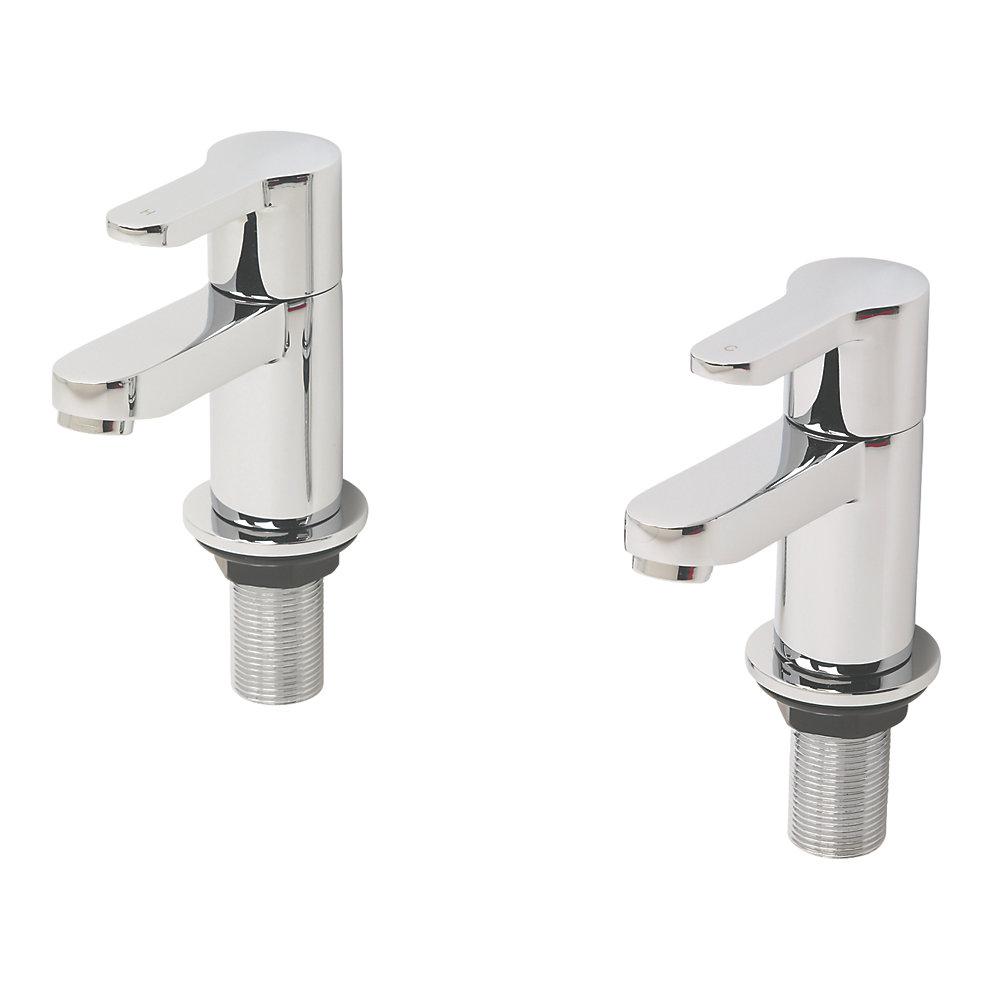 Bathroom Bath Pillar Taps Chrome Lever Deck-Mounted For High And Low Pressure - Image 2