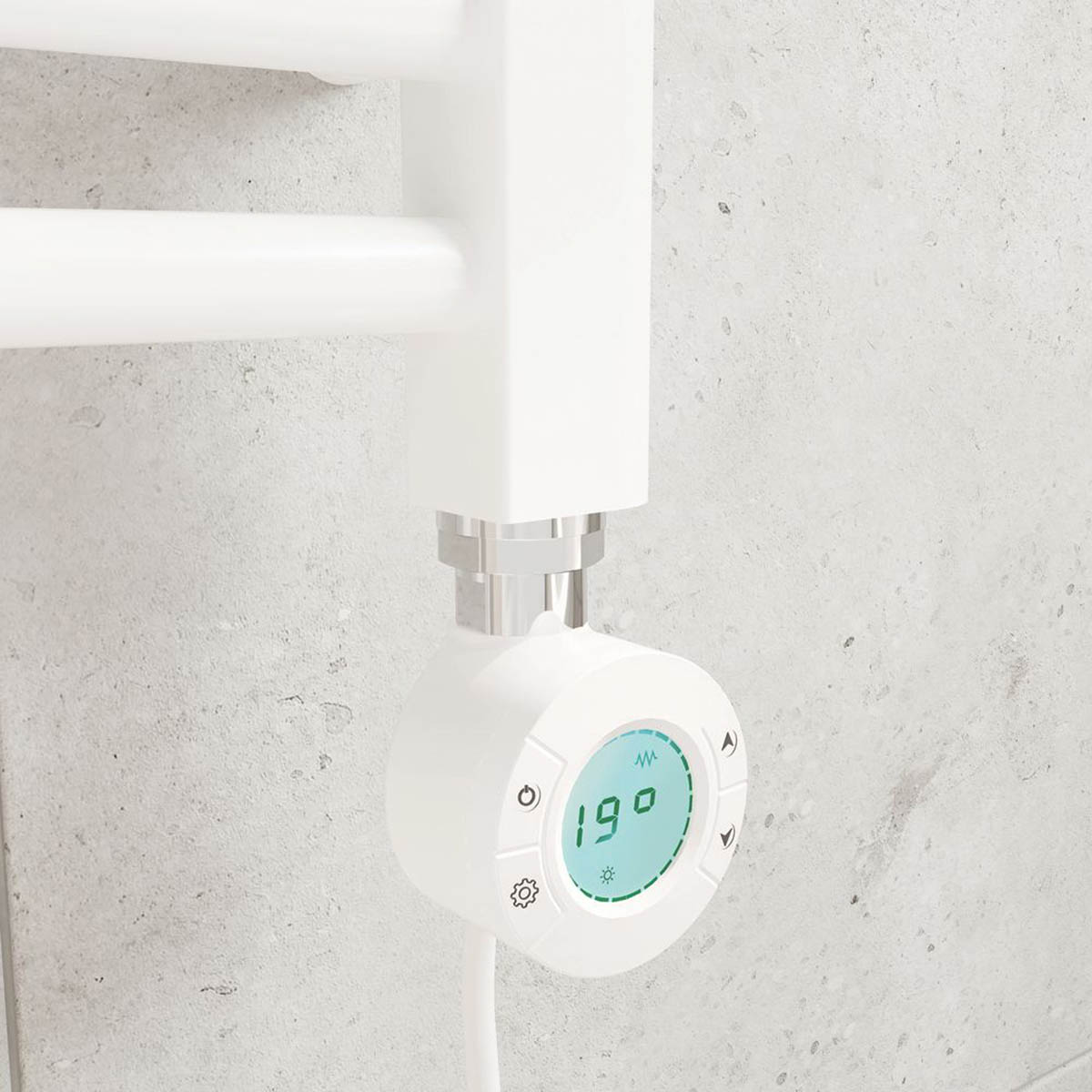 Flomasta Towel Radiator Electric White Flat Pre-Filled Warmer 1200x400mm 853BTU - Image 3