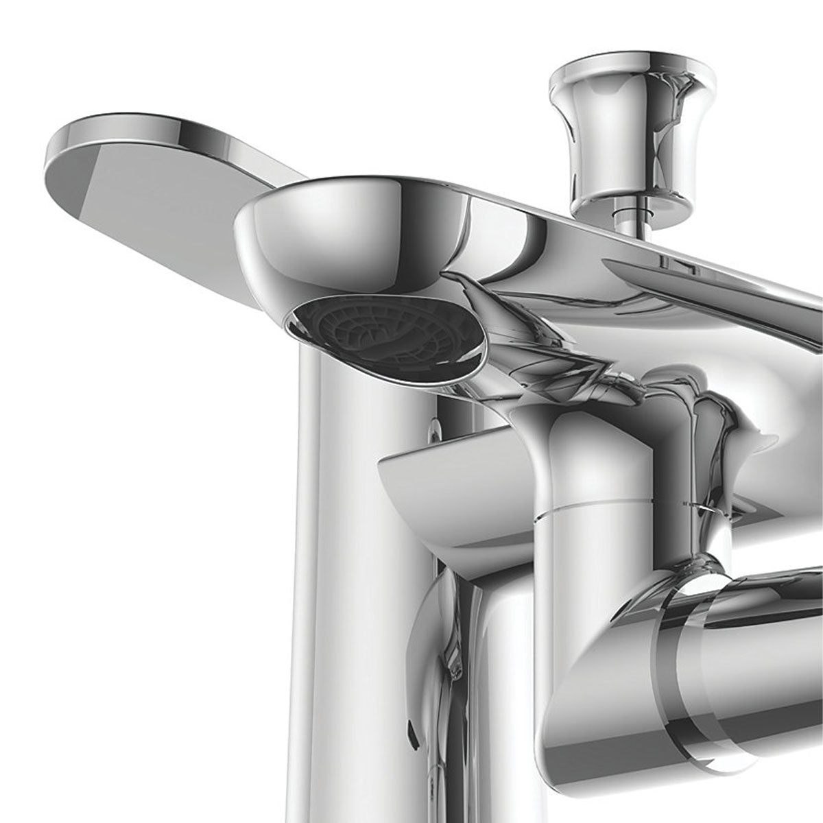 Swirl Shower Mixer Tap Brass Chrome Dual Control Manual Deck Mounted 124mm - Image 4