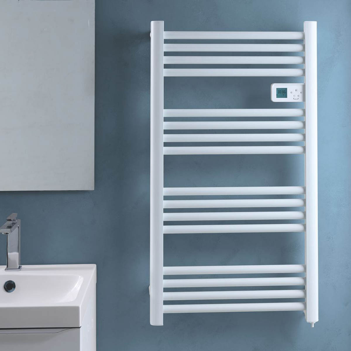 Flomasta Electric Towel Rail Radiator White Flat Bathroom Warmer (H)96x(W)54cm - Image 3