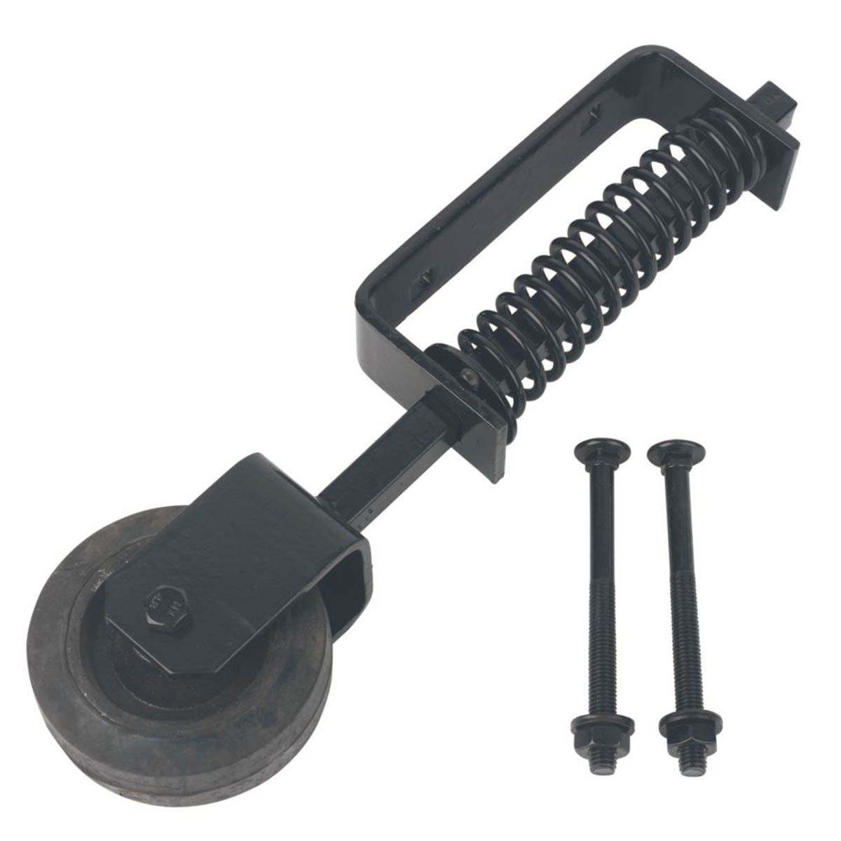 GateMate Gate Wheel Spring Loaded 100mm Galvanised Steel Black Heavy Duty - Image 2