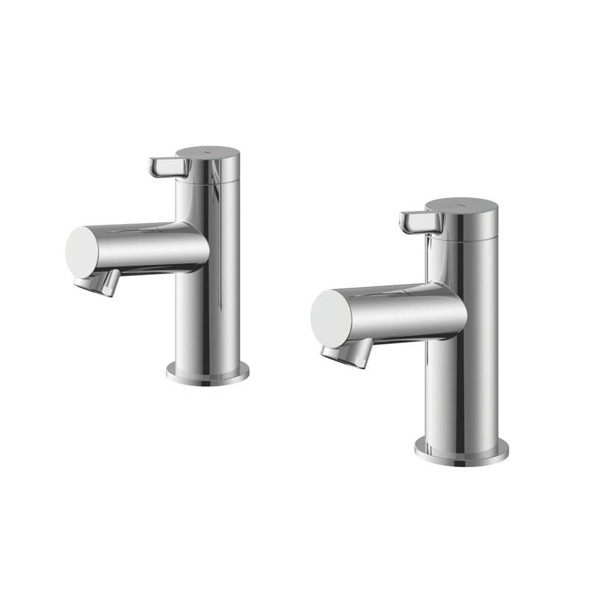 Swirl Bathroom Basin Pillar Taps Chrome Lever 1/4 Turn Operation Hot Cold Pair - Image 1
