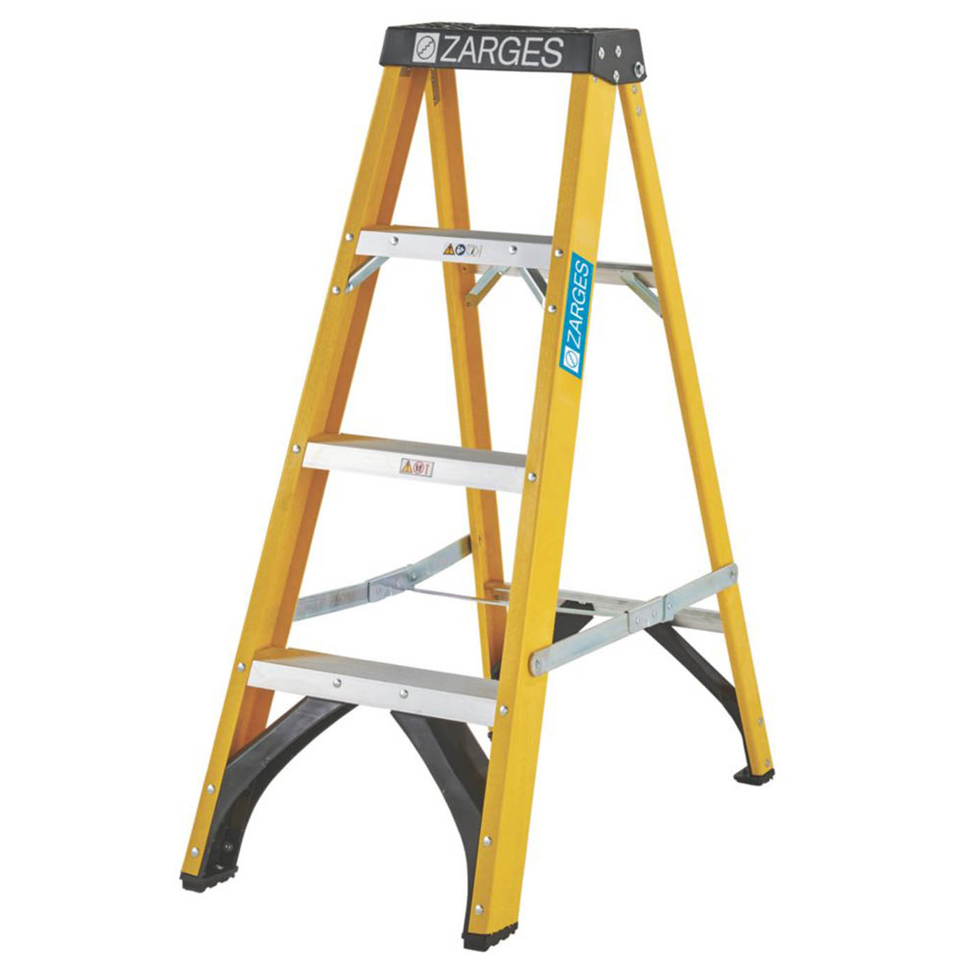 Zarges Step Ladder Fibreglass 1.05m 4 Step Swingback A Frame Up To 150kg - Image 1