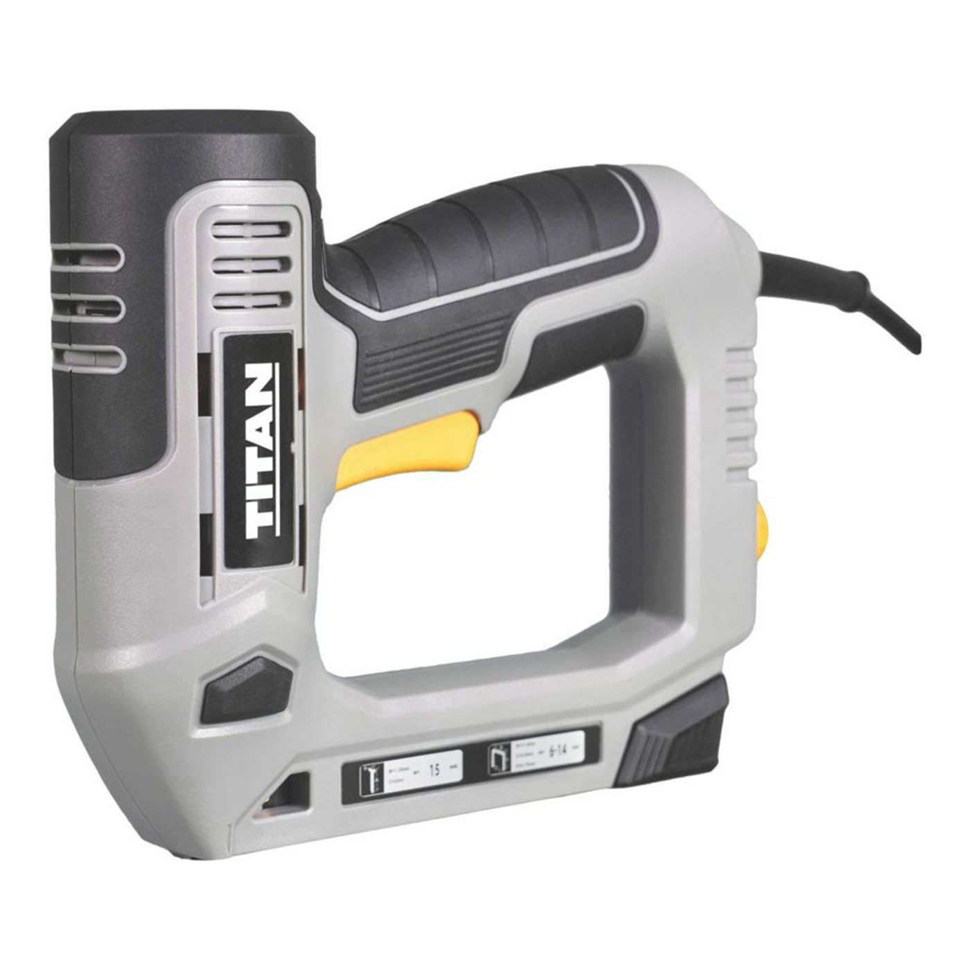 Titan Nail Gun Stapler Electric TTB968NST Second Fix 15mm Soft Grip Handle - Image 1