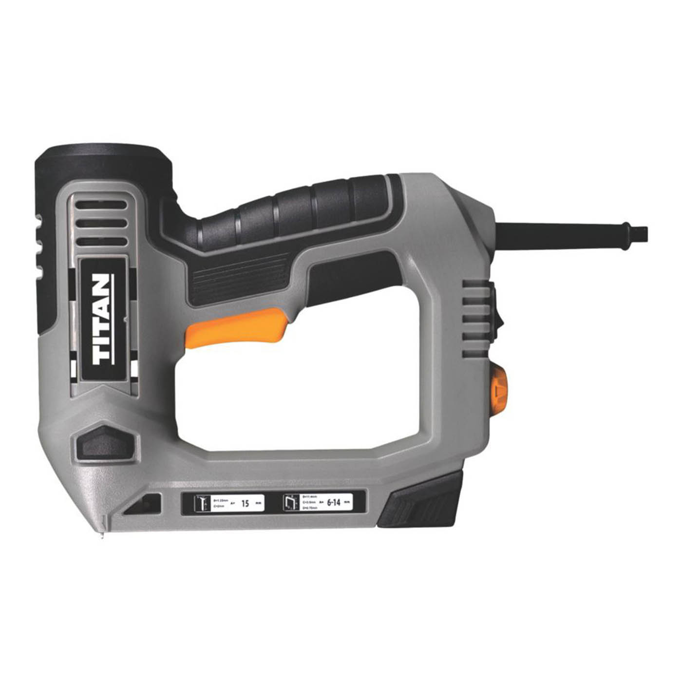 Titan Nail Gun Stapler Electric TTB968NST Second Fix 15mm Soft Grip Handle - Image 2