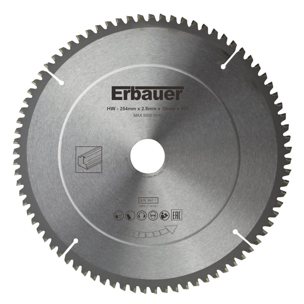 Erbauer TCT Saw Blade Fine Cut Aluminium Multi Material 254 x 30mm 80T - Image 1