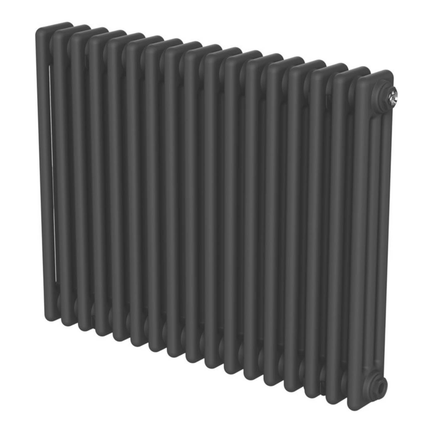 Flomasta 3 Column Radiator Black Horizontal Steel Traditional (H)60x(W)78.5cm - Image 1