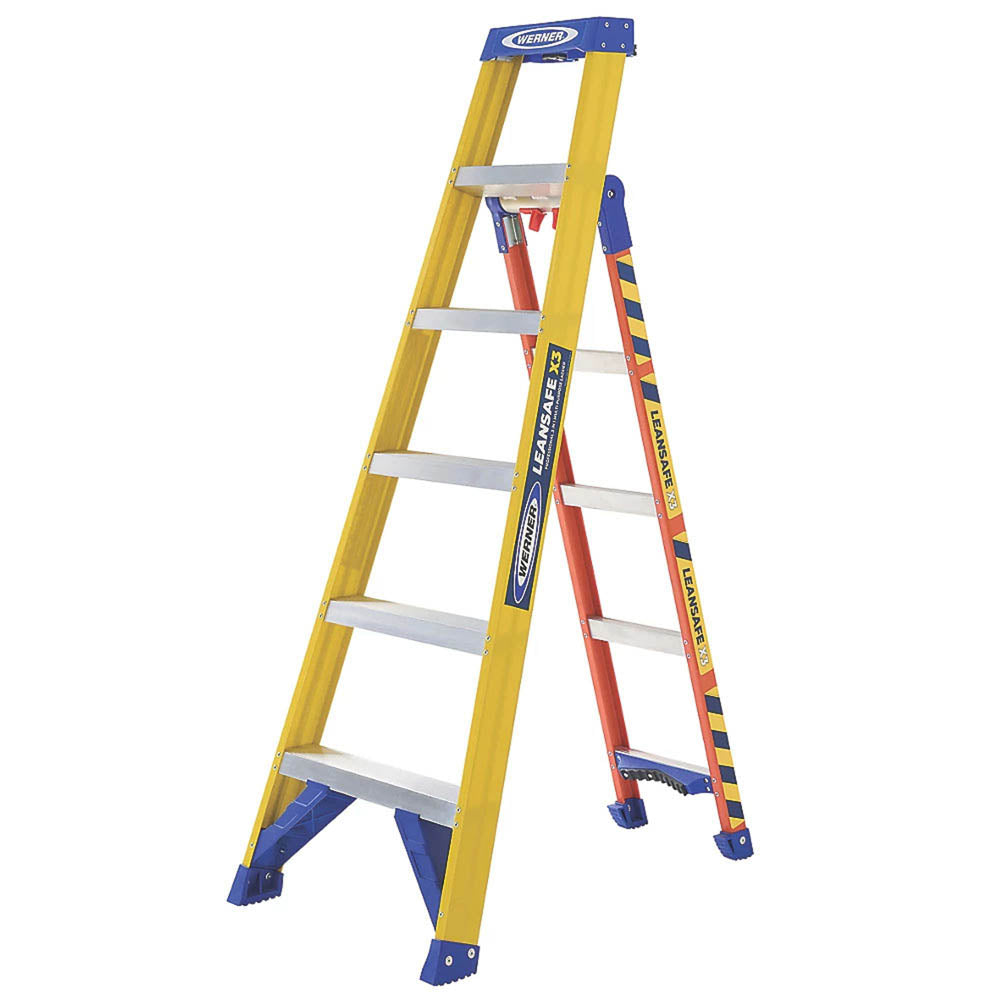 Werner Step Ladder 3 In 1 Leansafe X3 Enhanced Lean Extension Fibreglass (H)2.9m - Image 1