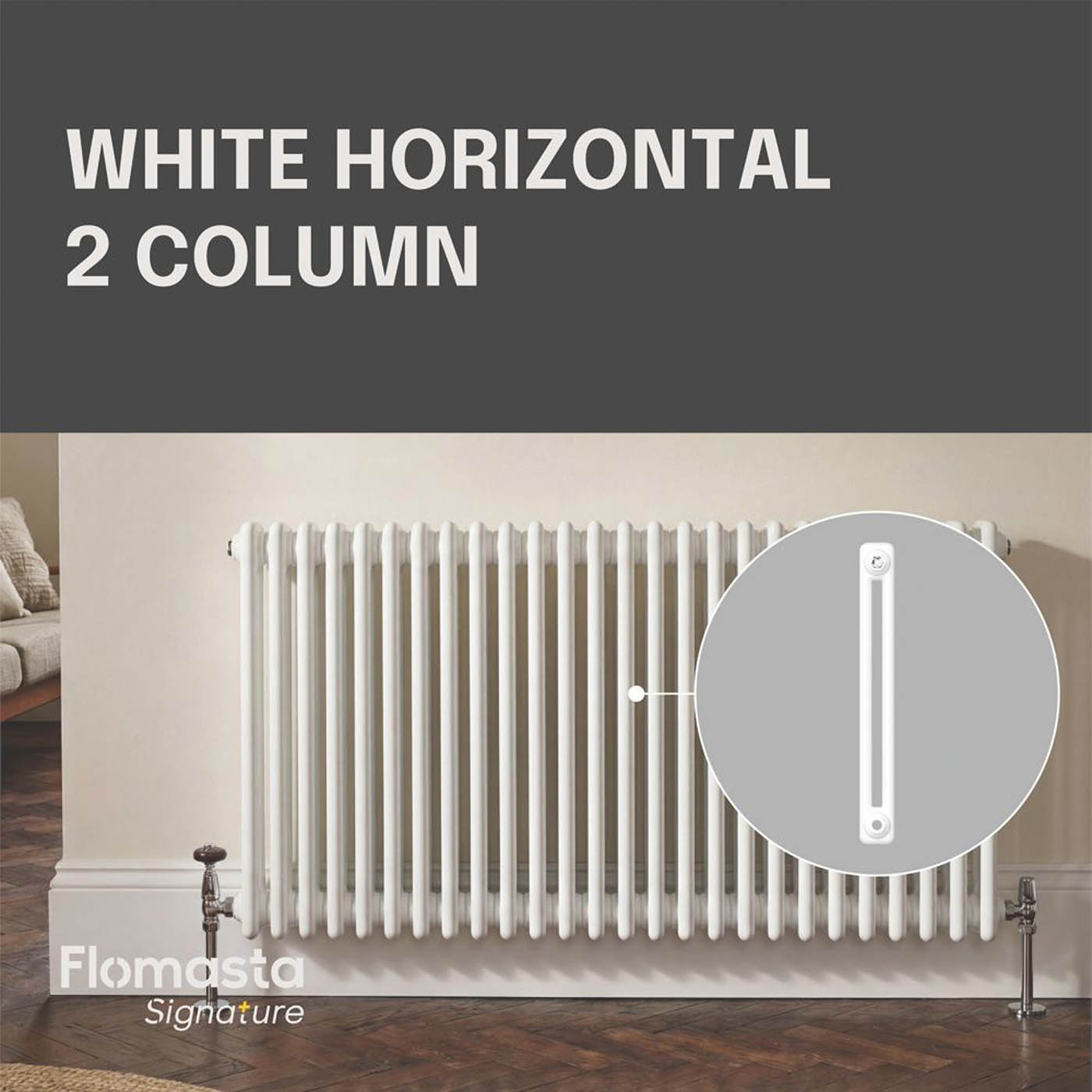 Flomasta 2 Column Radiator White Horizontal Steel Central Heating 60x141.5cm - Image 3
