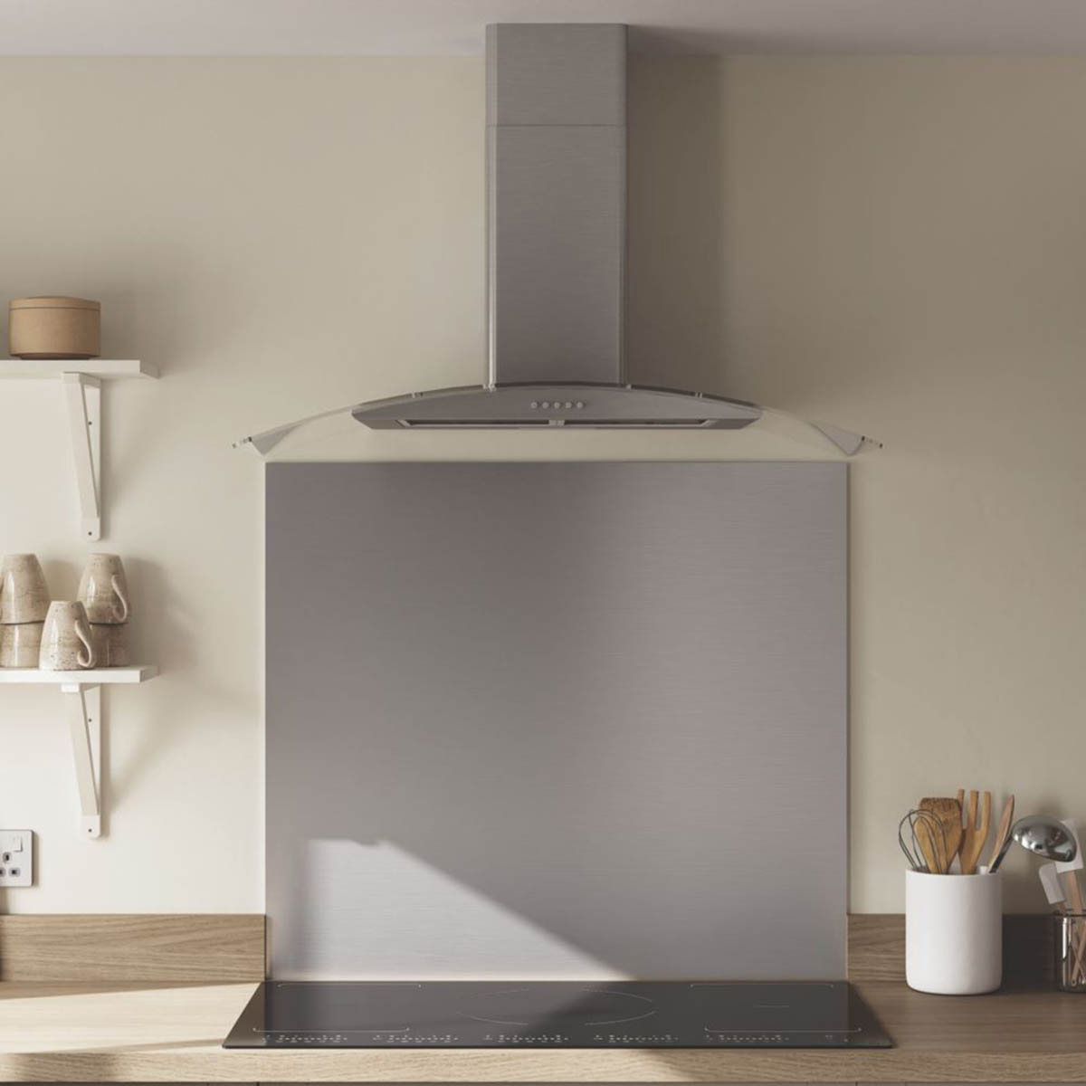 Cooker Hood Kitchen Extractor Fan Curved Glass Stainless Steel Push Button 900mm - Image 3