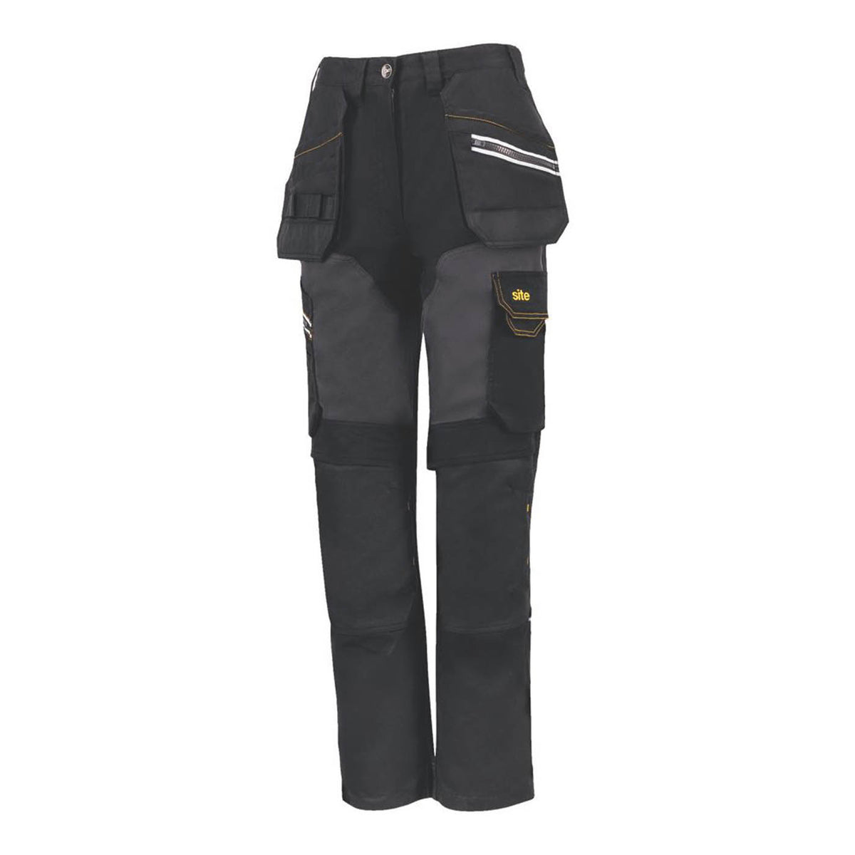 Site Work Trousers Womens Straight Leg Black Grey Multi Pockets Size 18 28L - Image 1