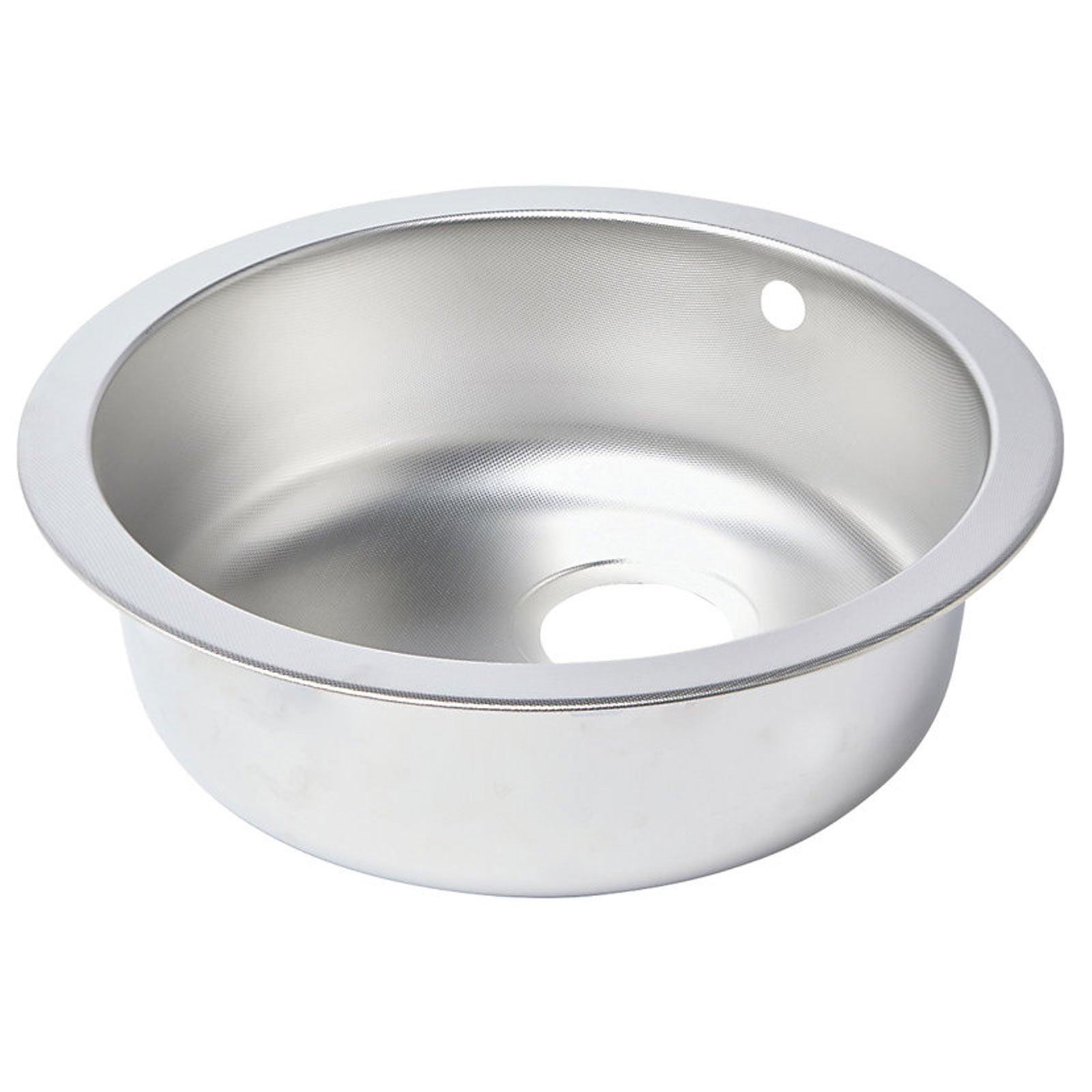 Round Kitchen Sink Textured Linen Stainless Steel 1 Bowl 450 x 450mm - Image 3