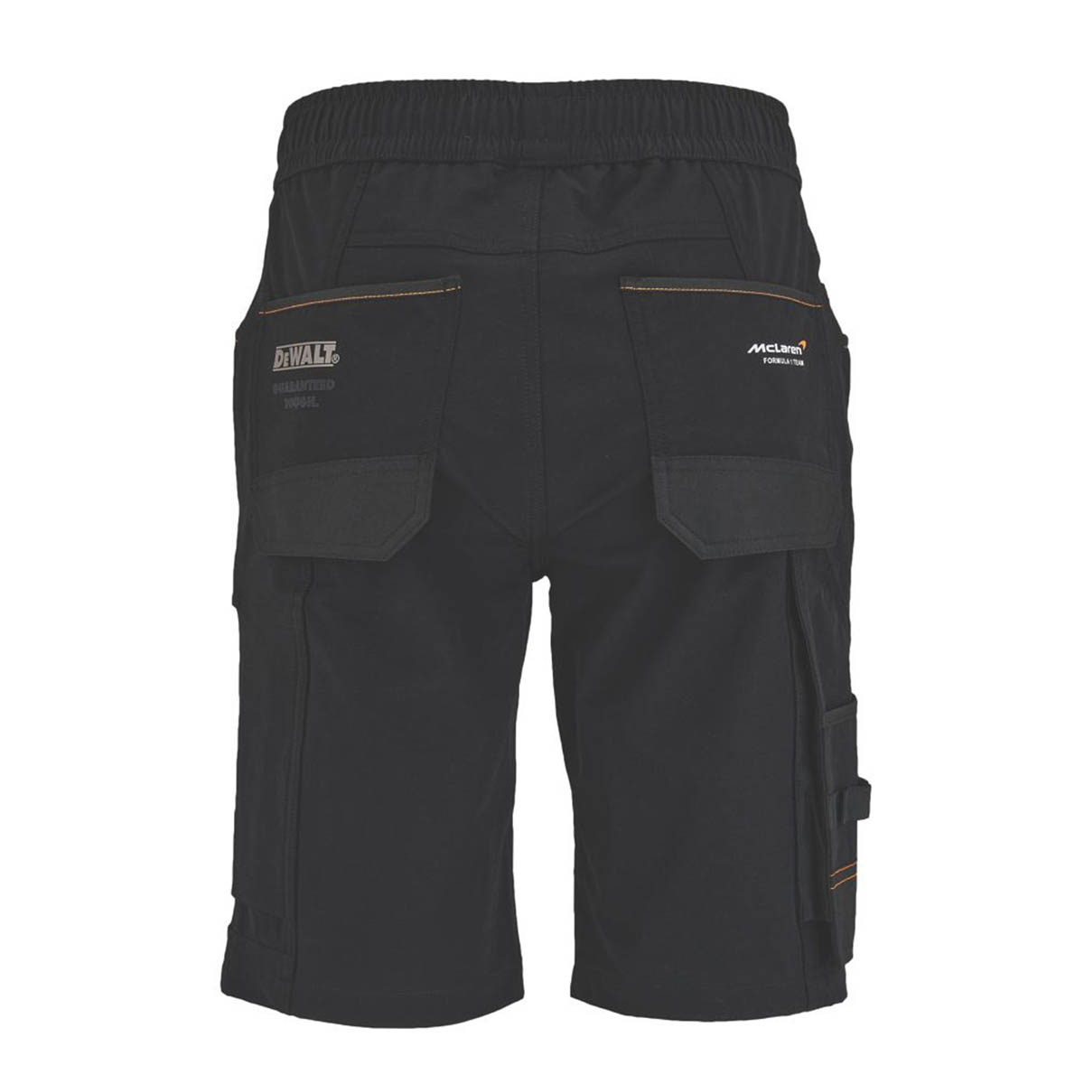 DeWalt Mens Work Shorts Jogger Stretch Black McLaren F1 Team Temple XL 36-44" W - Image 3