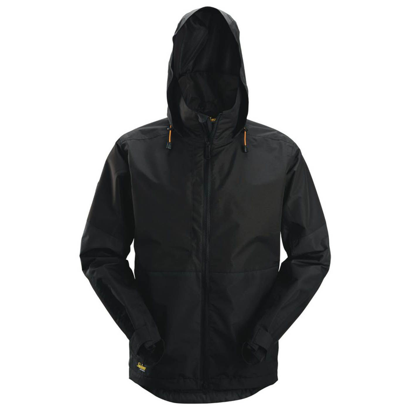 Snickers Work Shell Jacket Mens Black Waterproof Concealed Hood XL 46in Chest - Image 1