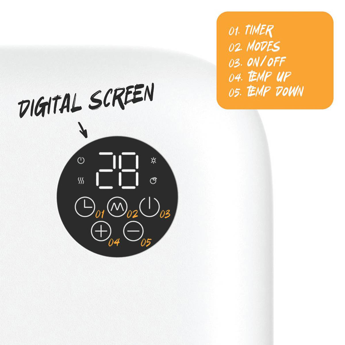 TCP Fan Heater Electric LED Display Wall Mounted White Programmable 2000W - Image 3